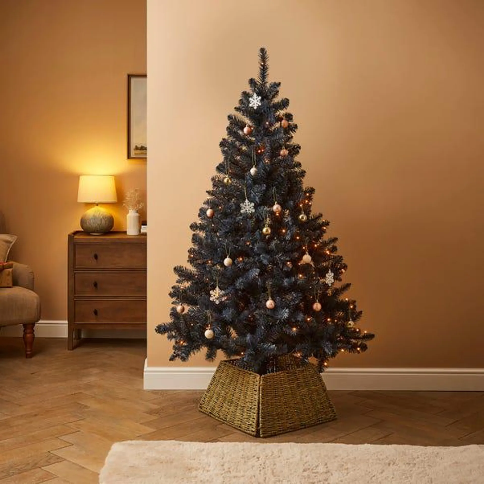 6ft Pre Lit Navy 180 LED Mountain Pine Christmas Tree