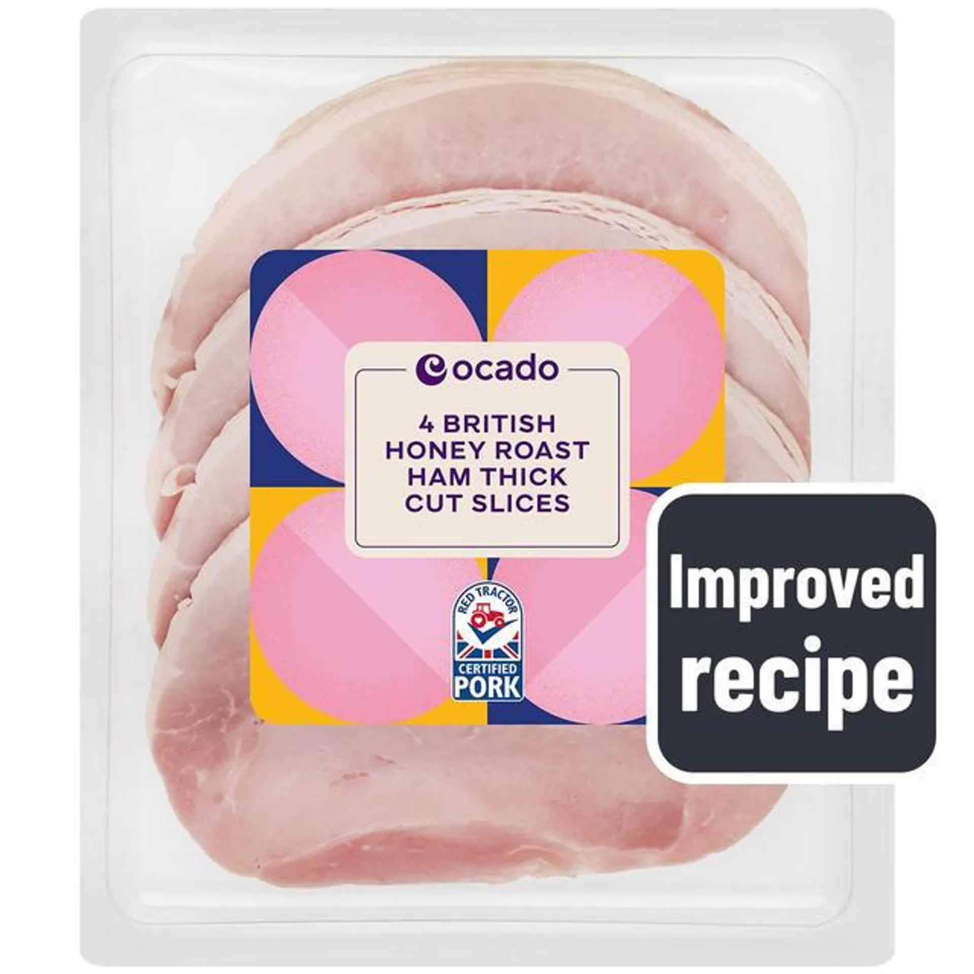 Ocado British Honey Roast Ham 4 Slices Thick Cut No Added Water