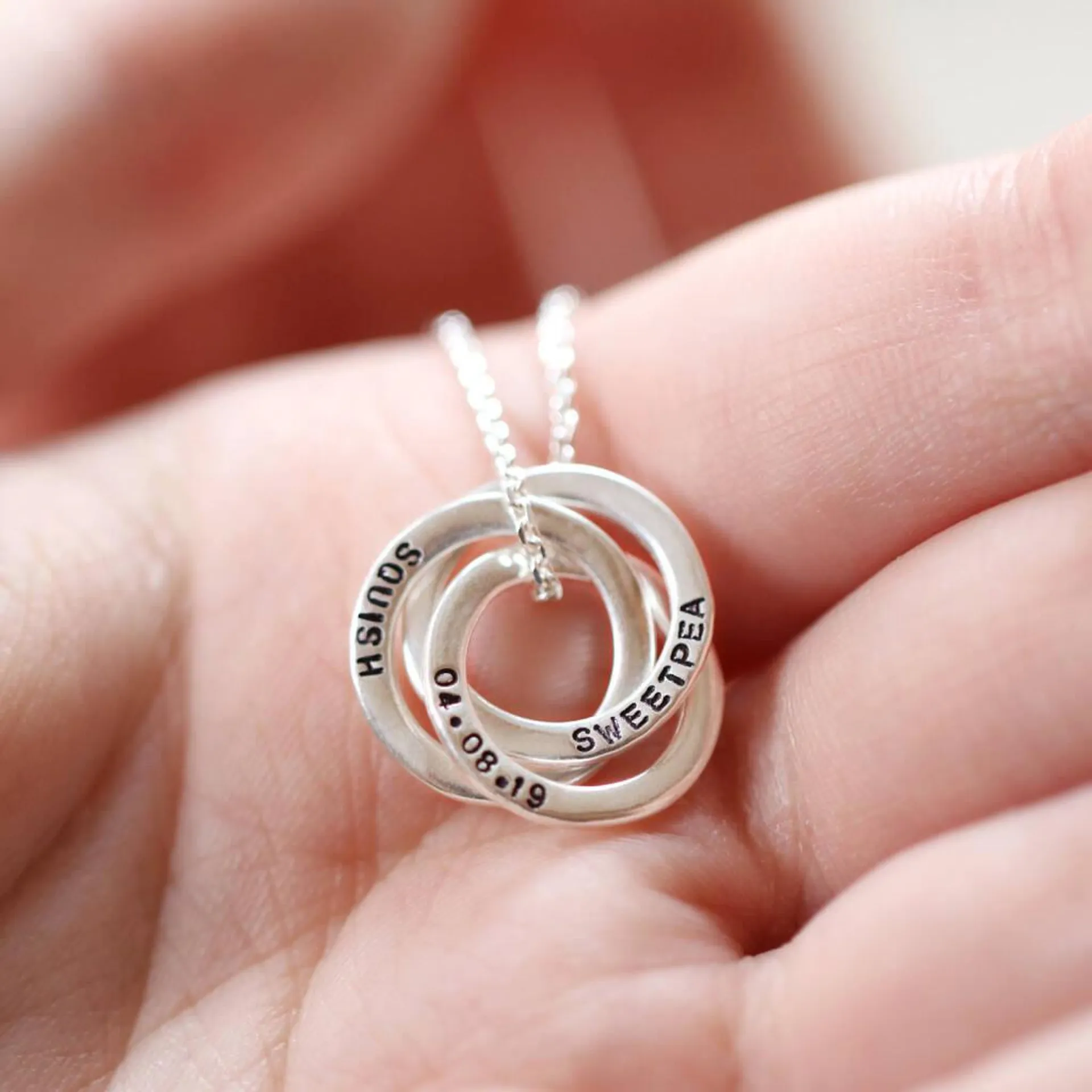 Personalised Sterling Silver Russian Ring Necklace