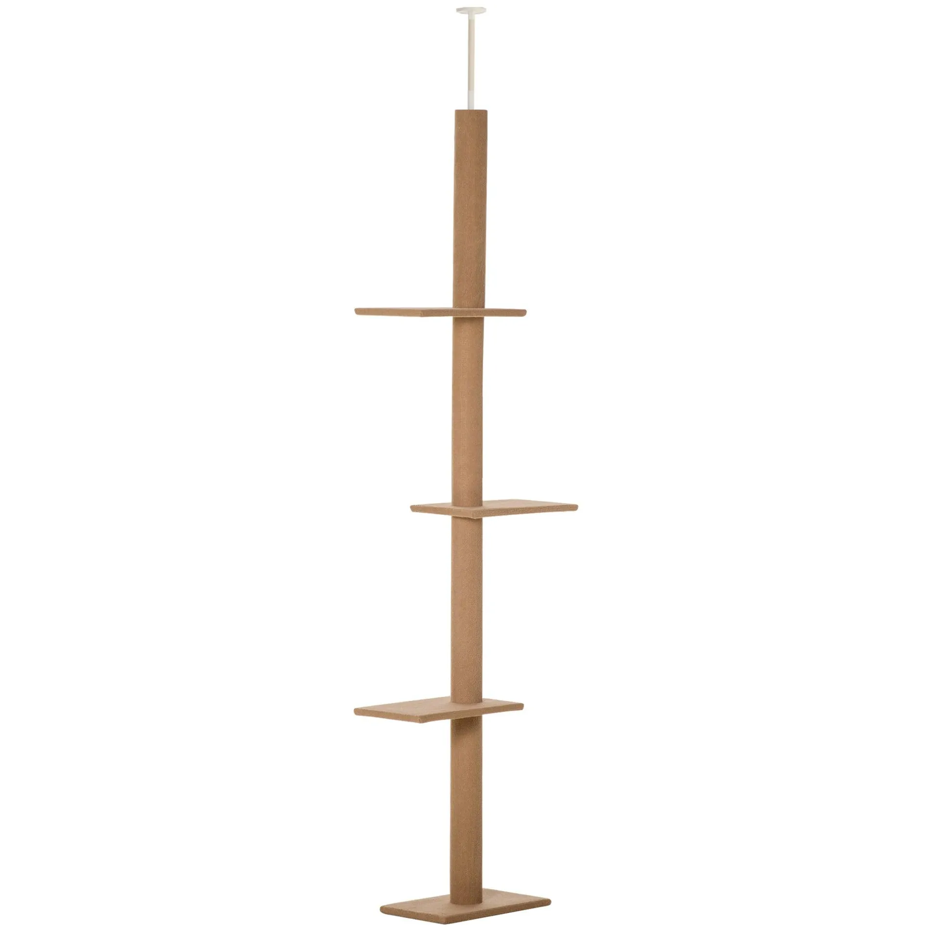 PawHut 260cm Floor To Ceiling Cat Tree Kitten Tower w/ Adjustable Height - Brown