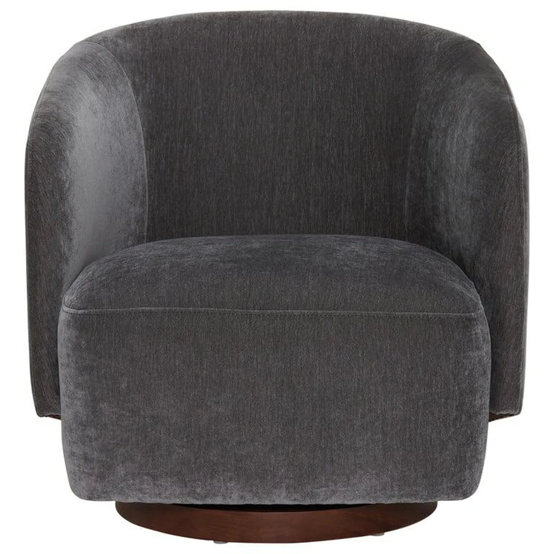 Coal Grey Curved Fabric Swivel Chair