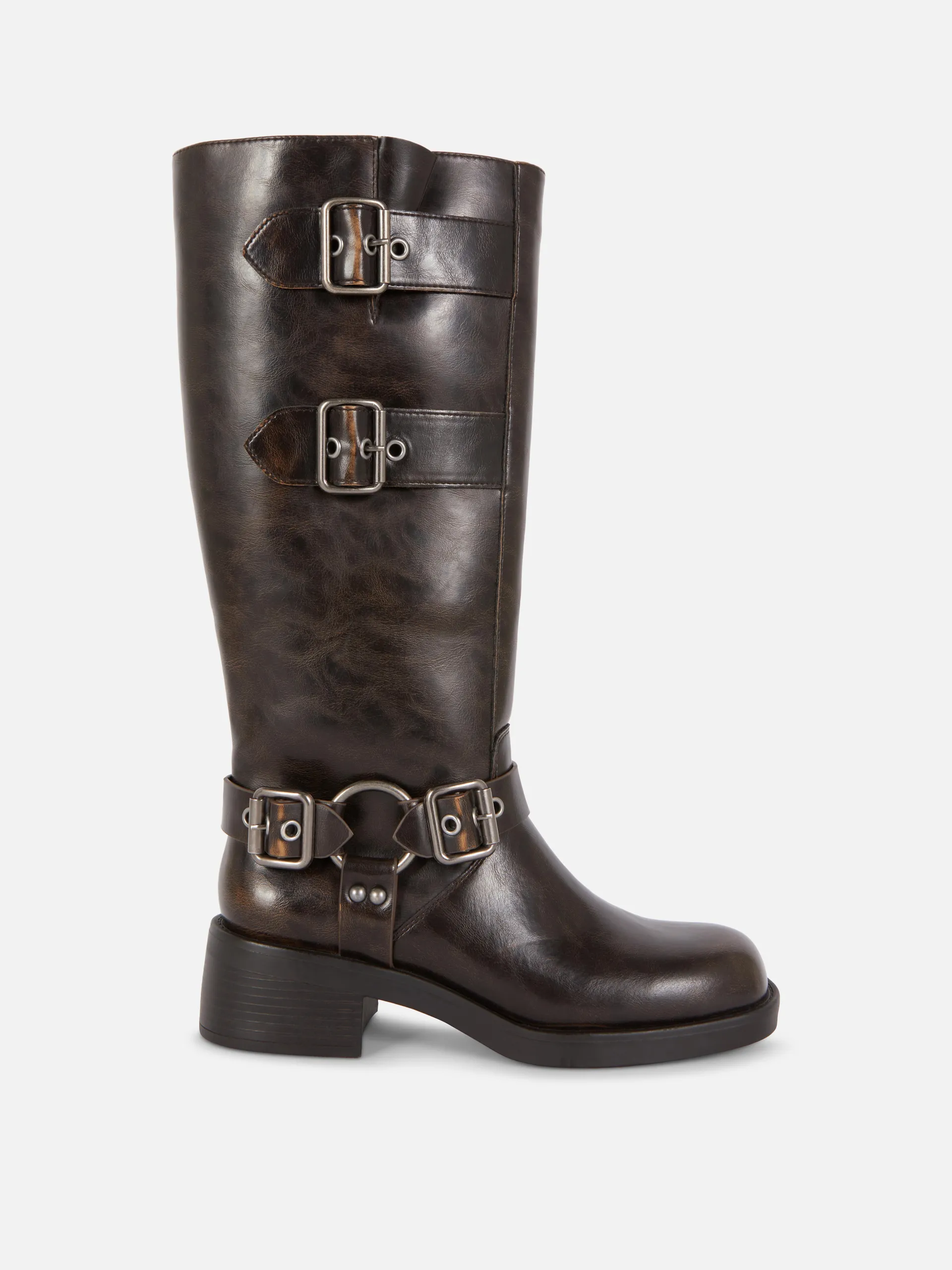 Rita Ora Knee High Biker Boots