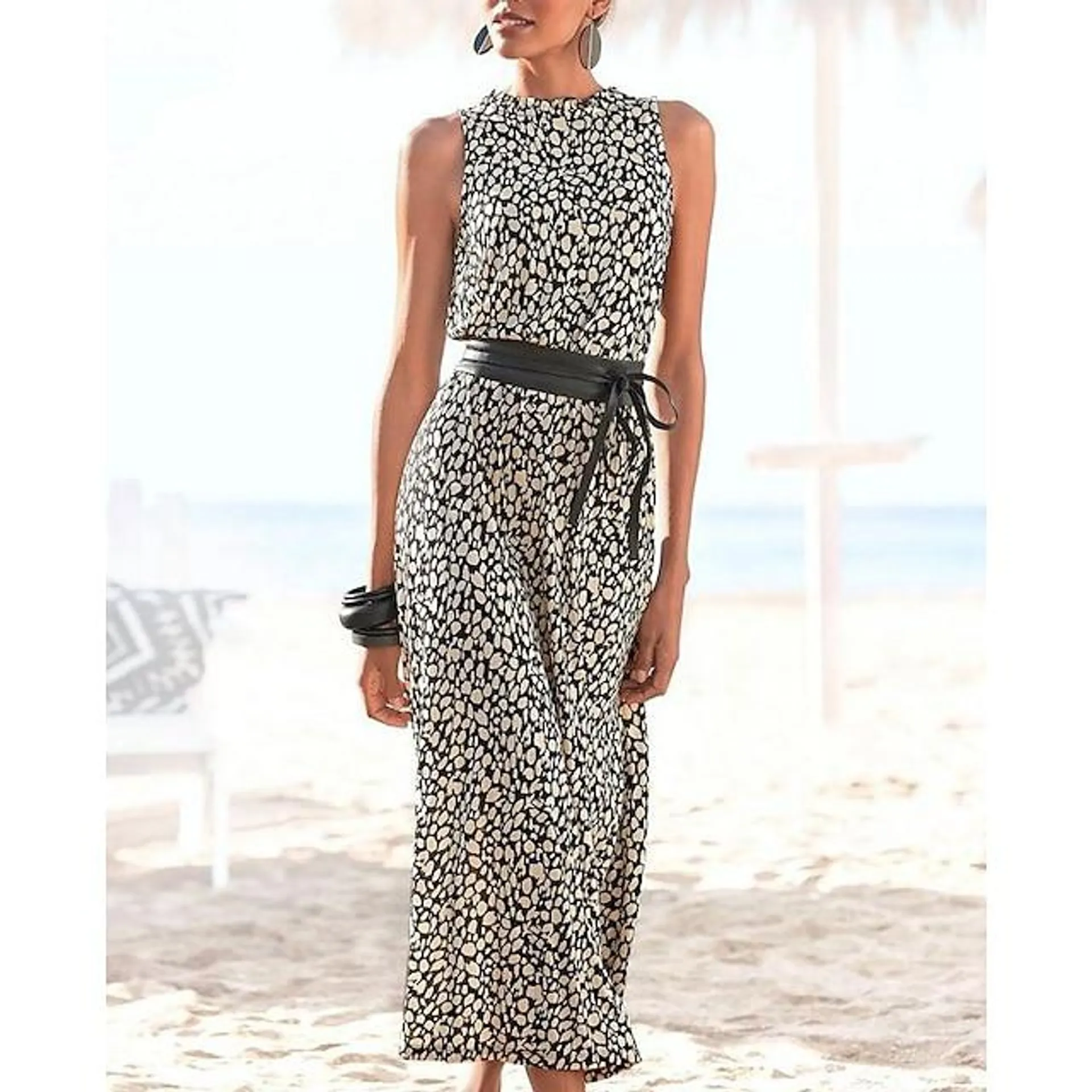 Women‘s Sheath Dress Midi Dress Khaki Sleeveless Color Block Leopard Ruched Print Spring Summer Crew Neck Stylish Elegant 2023 XXL