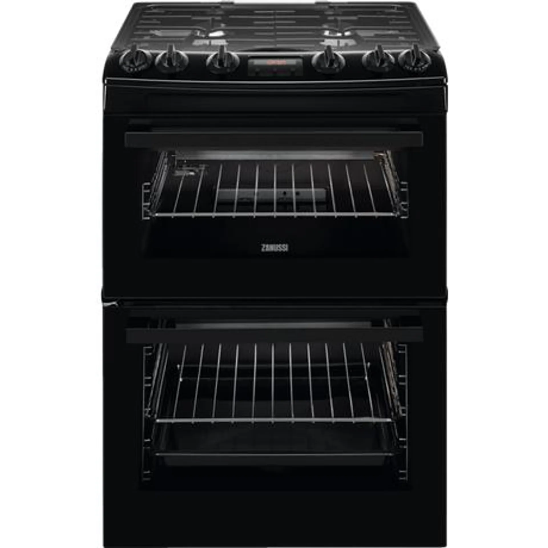 Zanussi ZCG63260BE 60cm Double Oven Gas Cooker with Gas Hob - Black