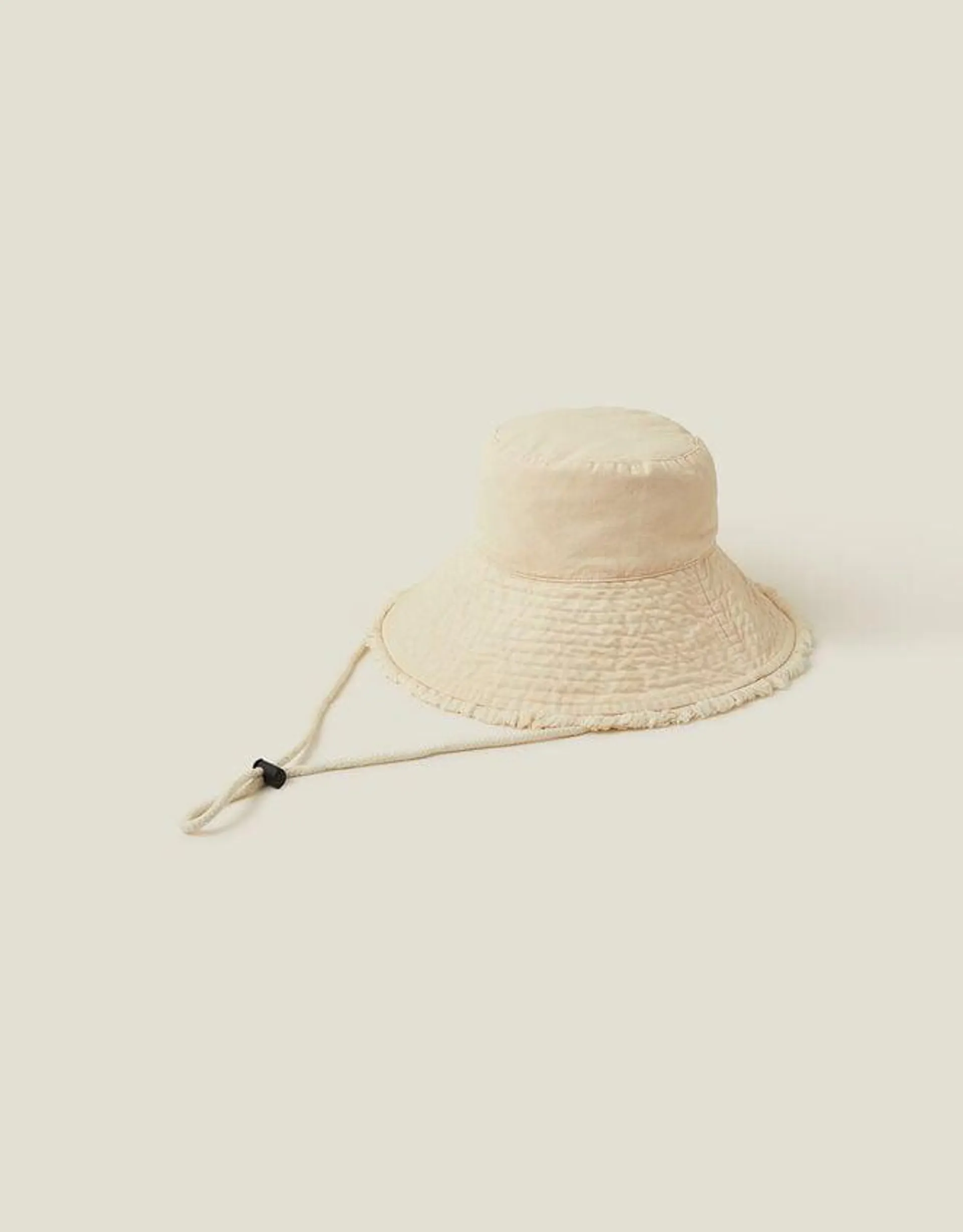 Lace Trim Bucket Hat Natural