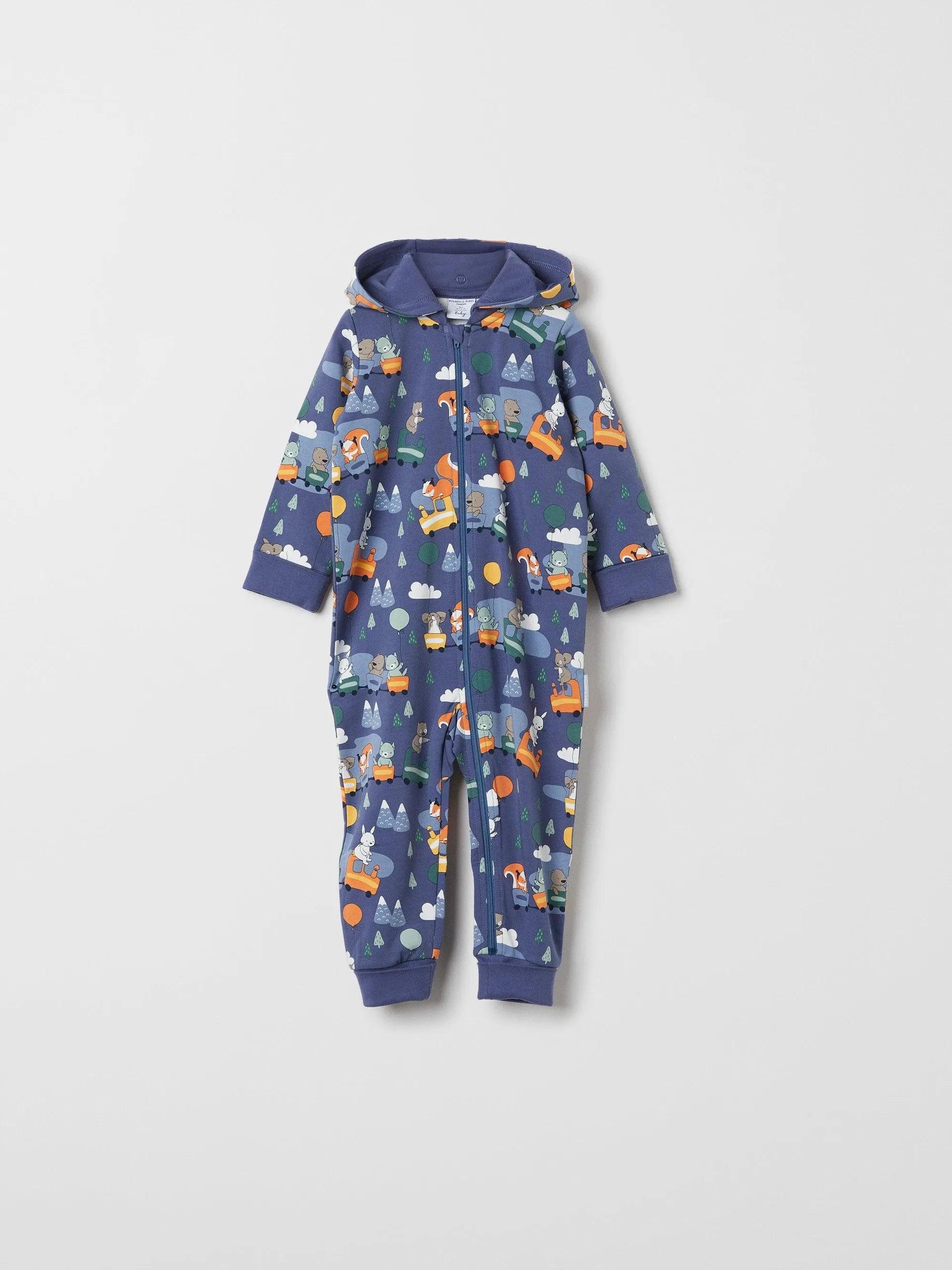 Animal Train Print Baby All-in-one