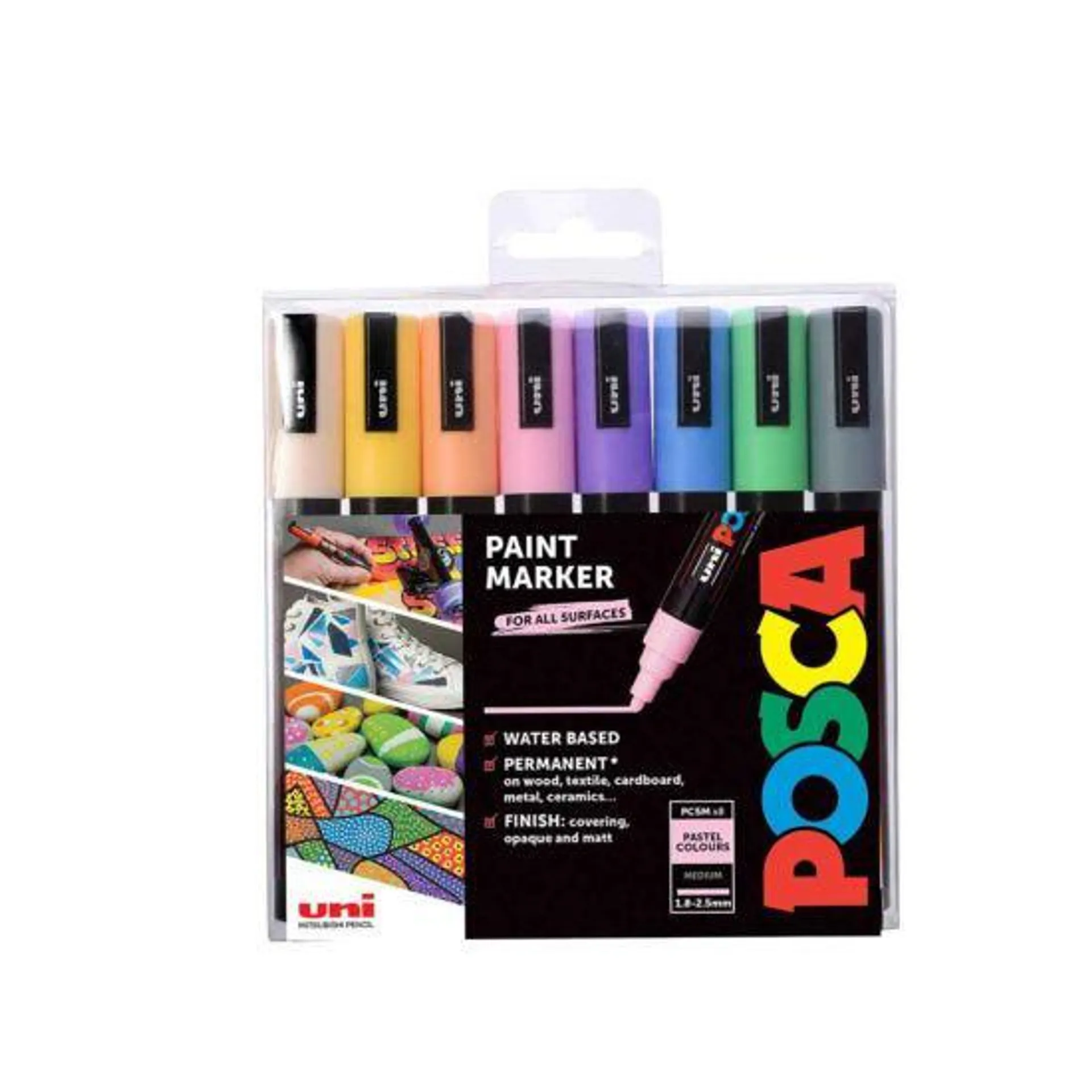 POSCA Markers PC-5M PALE COLOURS Set of 8