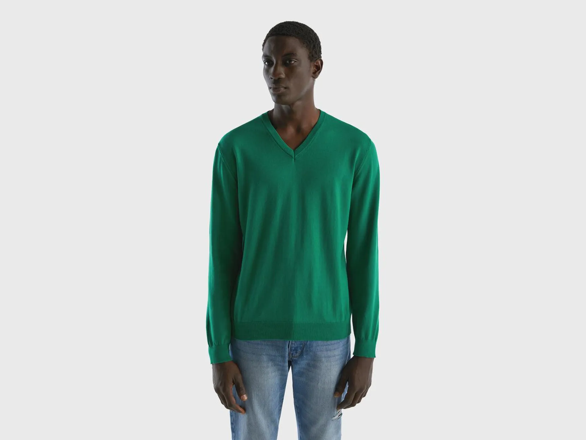 V-neck sweater in pure cotton