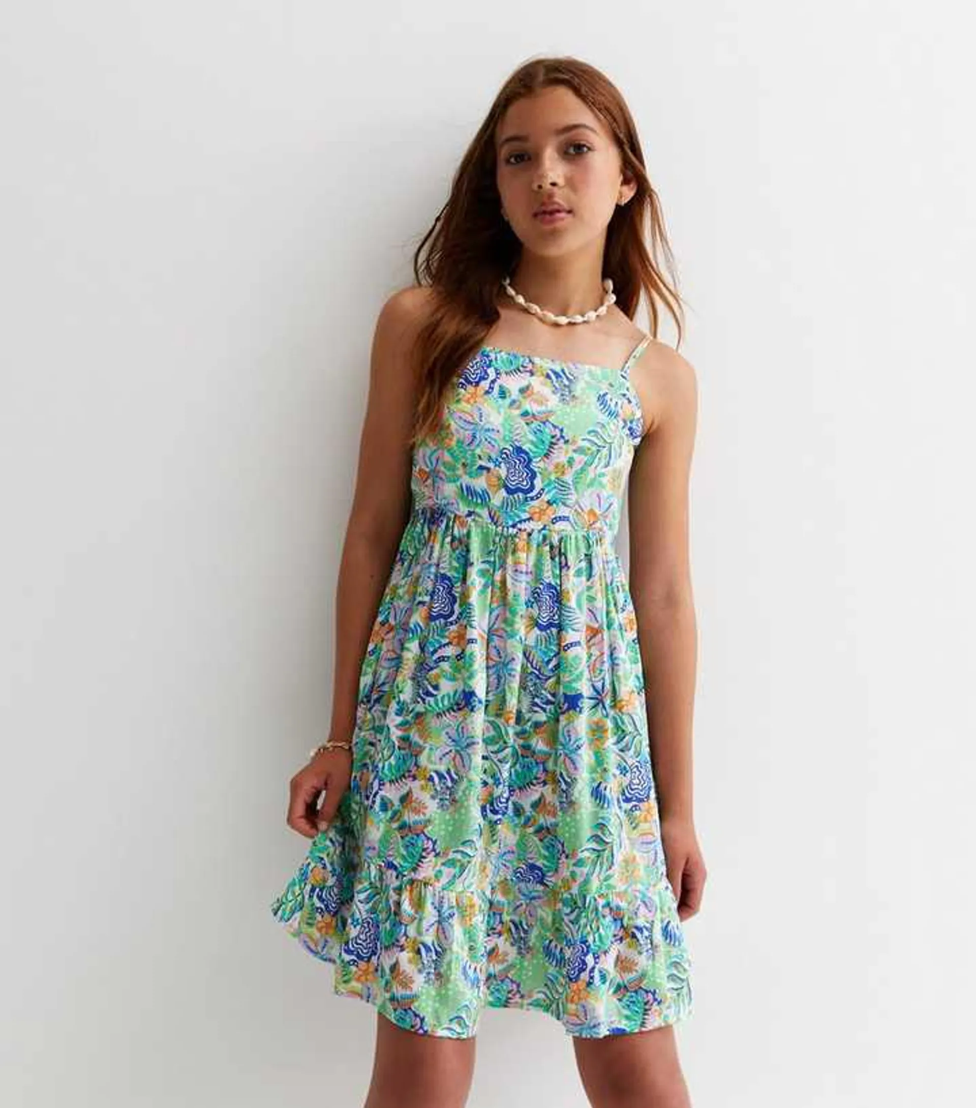 KIDS ONLY Blue Tropical Strappy Dress