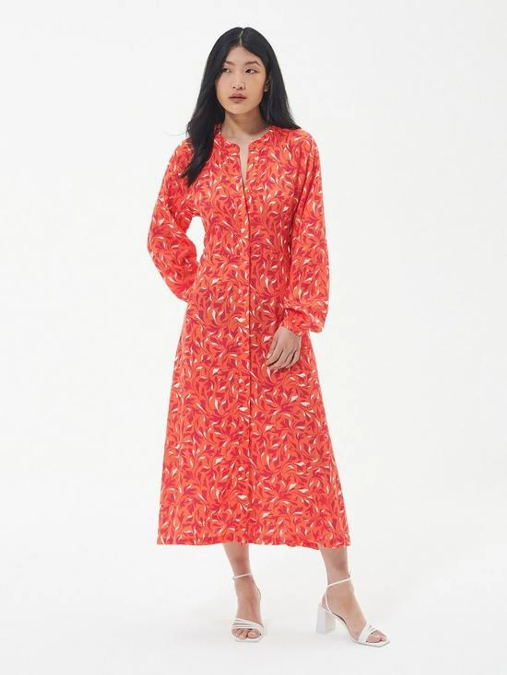 Samphire Long Sleeve Midi Dress - Orange