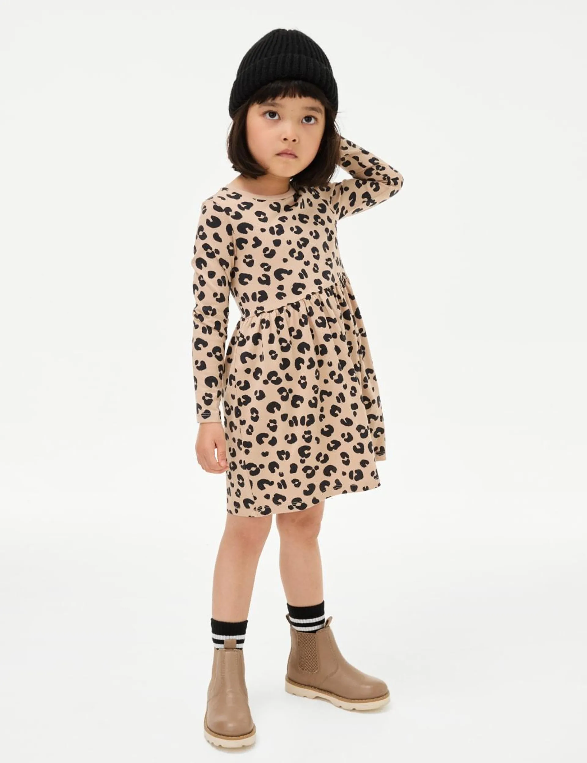 Pure Cotton Animal Print Dress (2-8 Yrs)