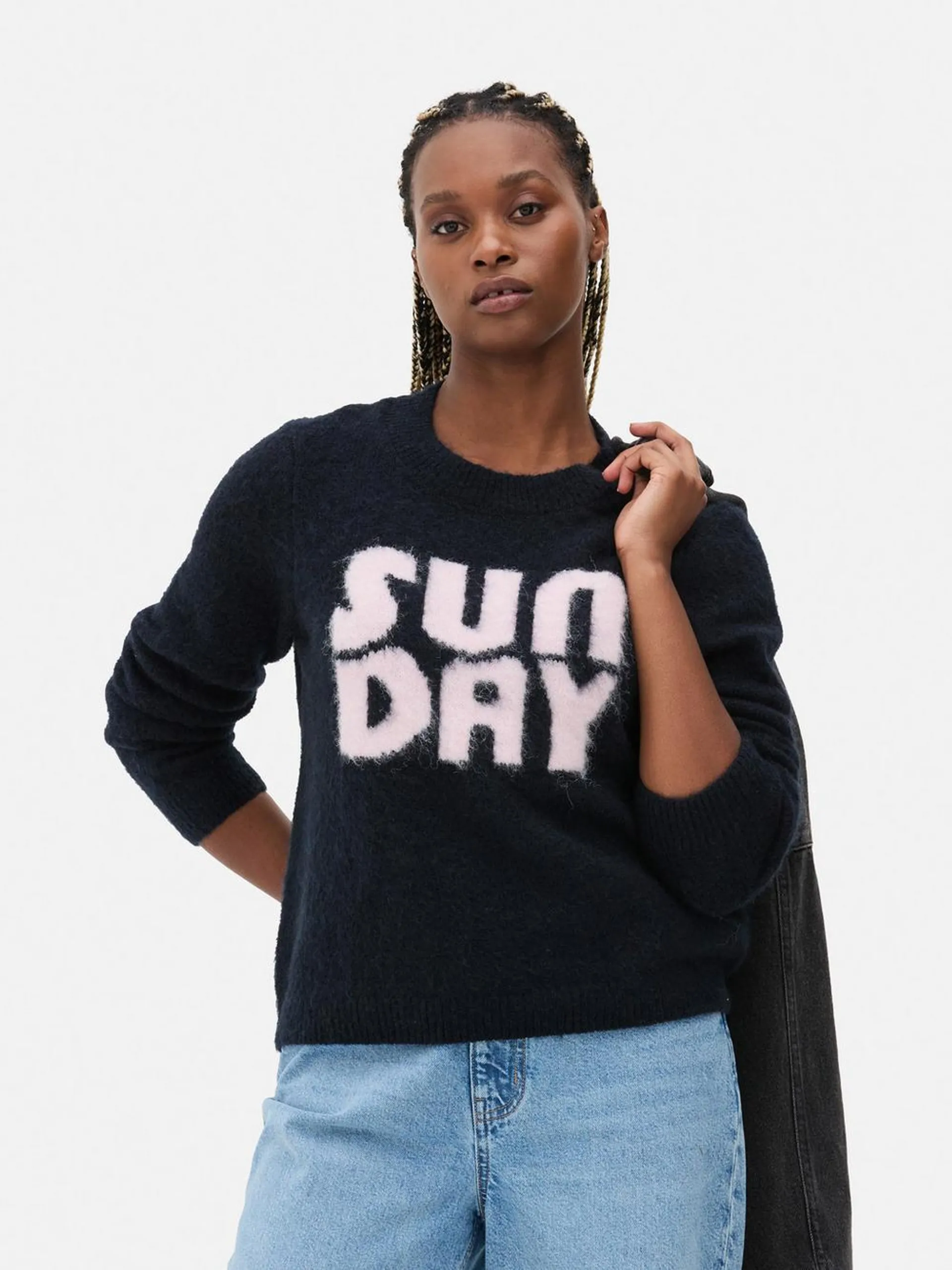 Brushed Slogan Jumper