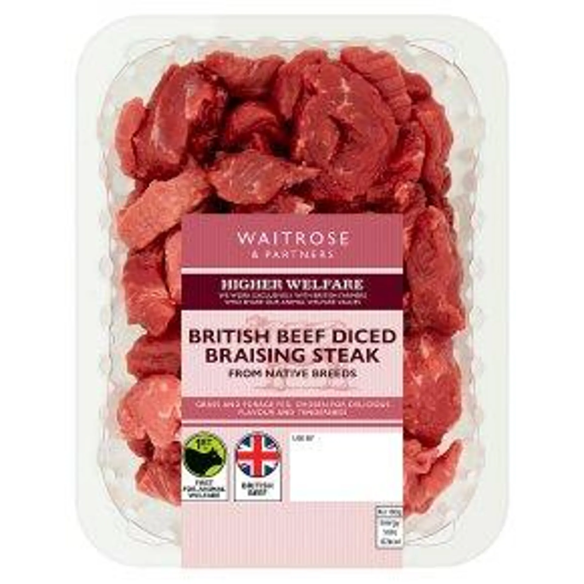 Waitrose British Native Breed Diced Beef Braising Steak