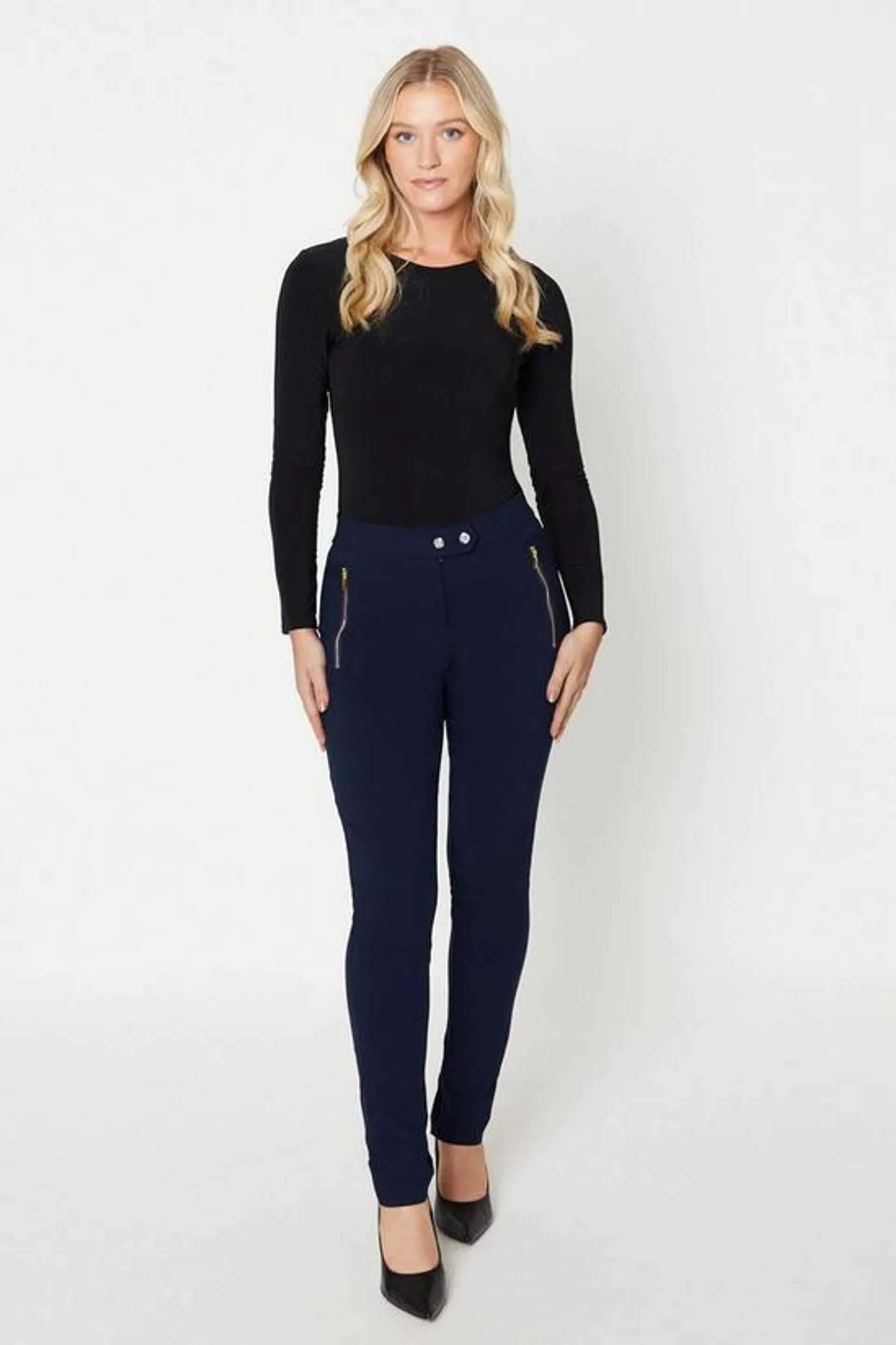 Zip Detail Bengaline Skinny Trouser