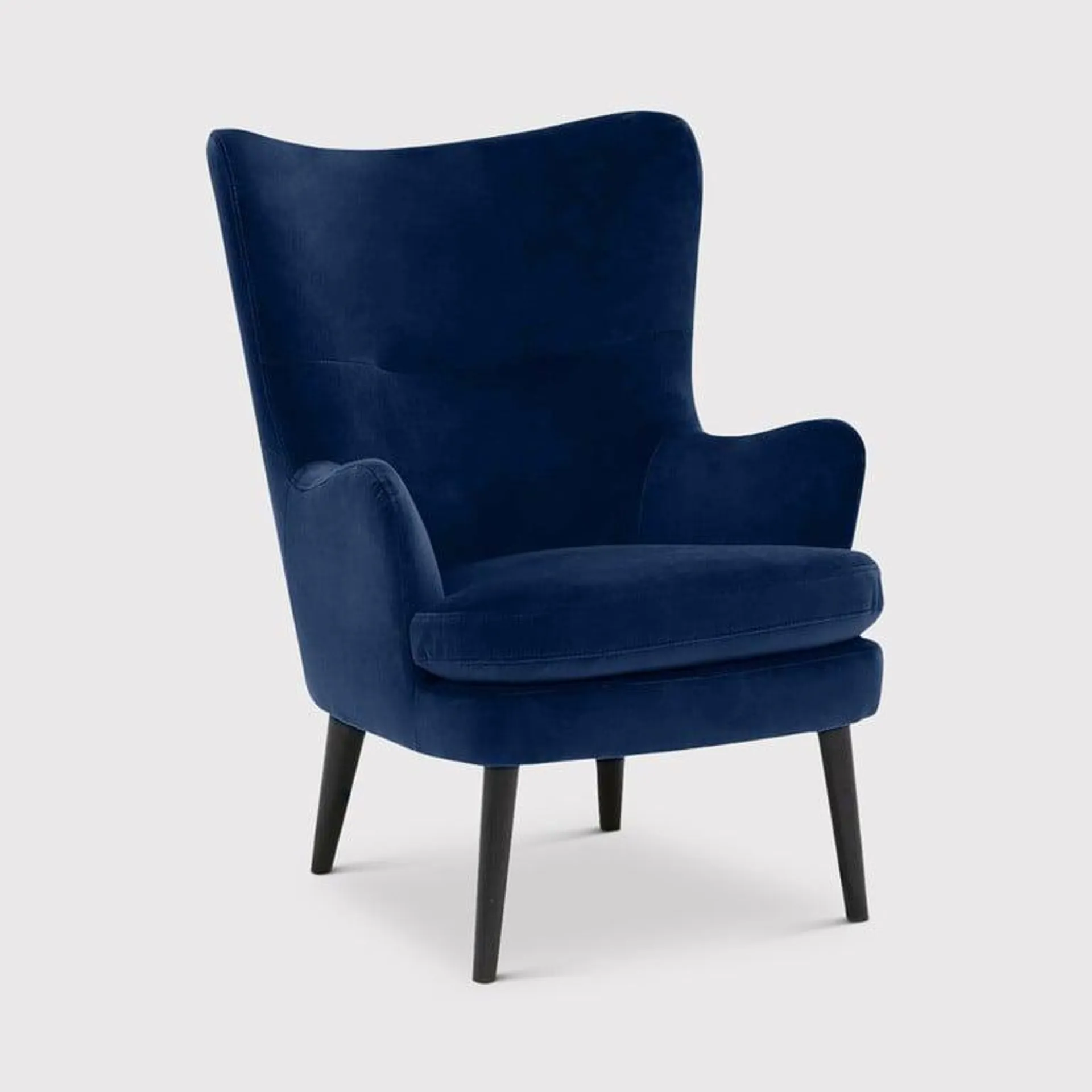 Blue Curved Velvet Accent Chair