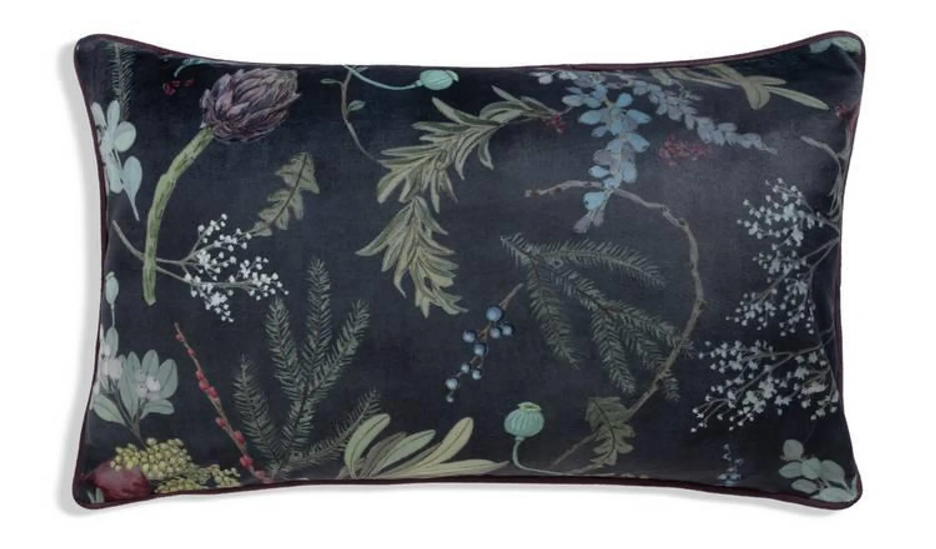 Habitat Velvet Bouquet Print Cushion-Multi-30x50cm