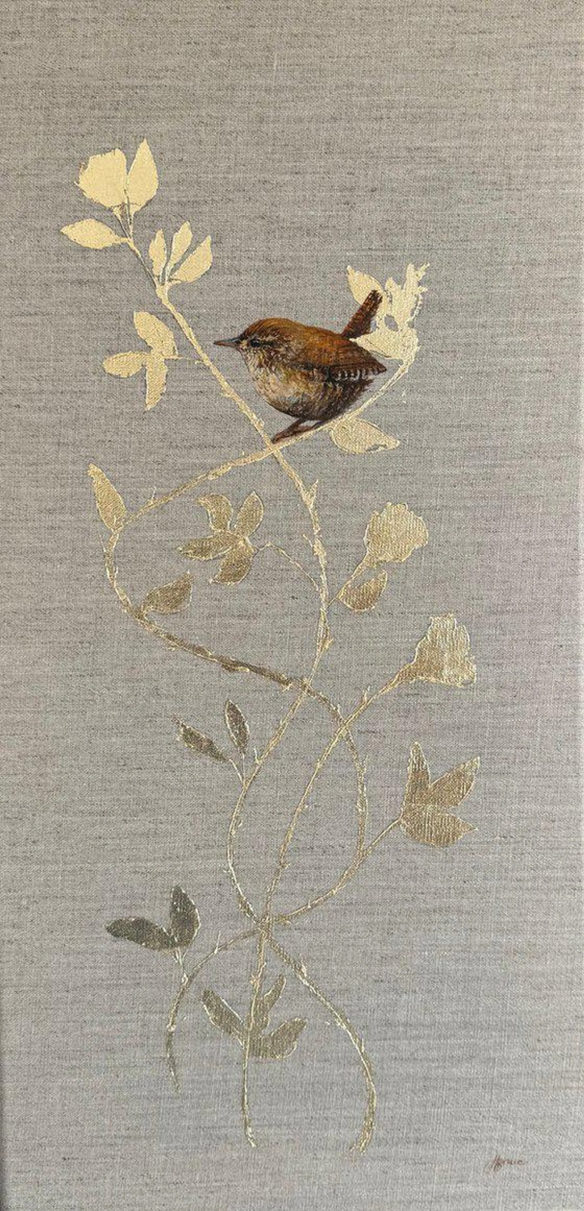 Wren on Gold leaf Ornamental Rose (2024)