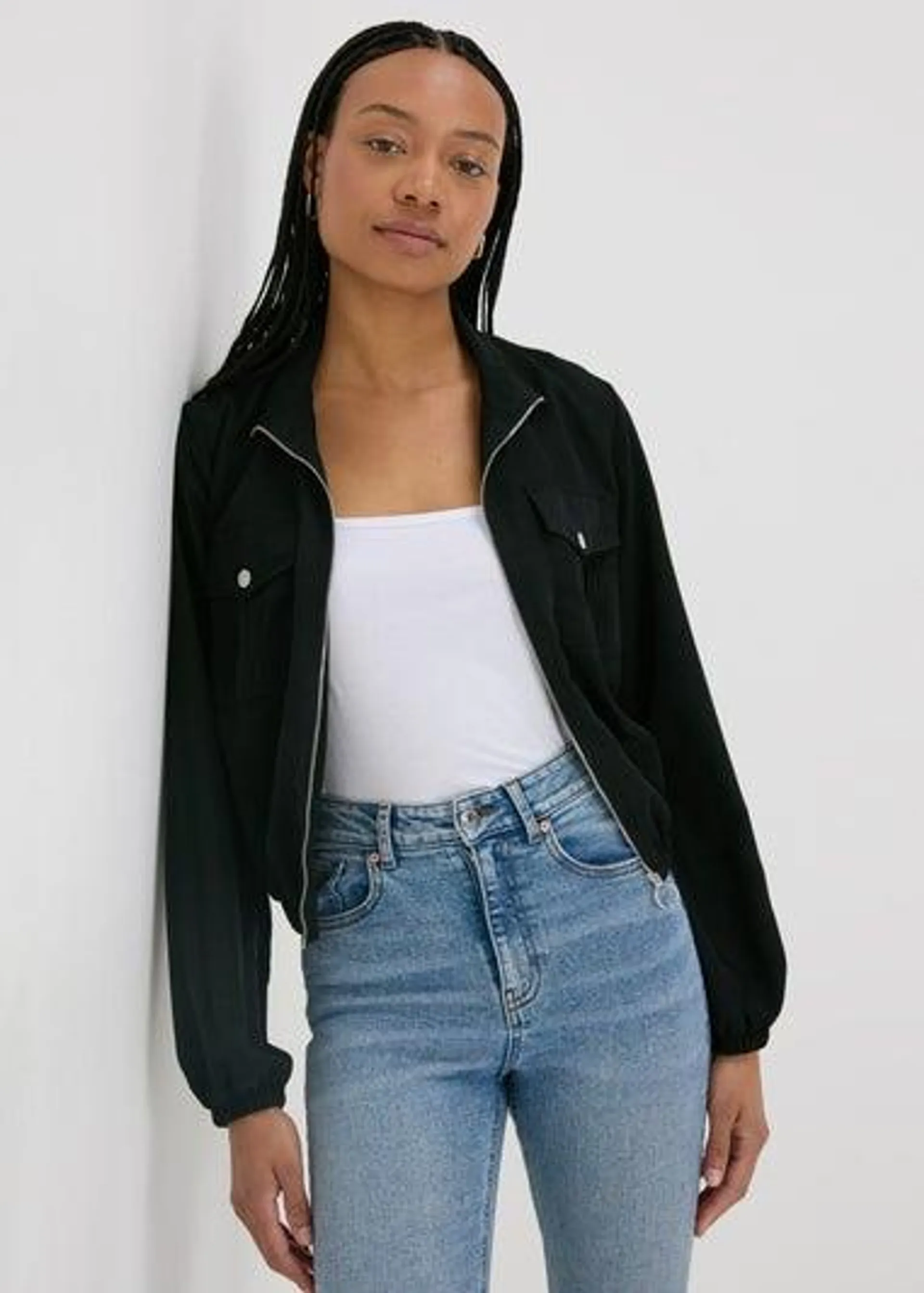 Black Lightweight Bomber Jacket