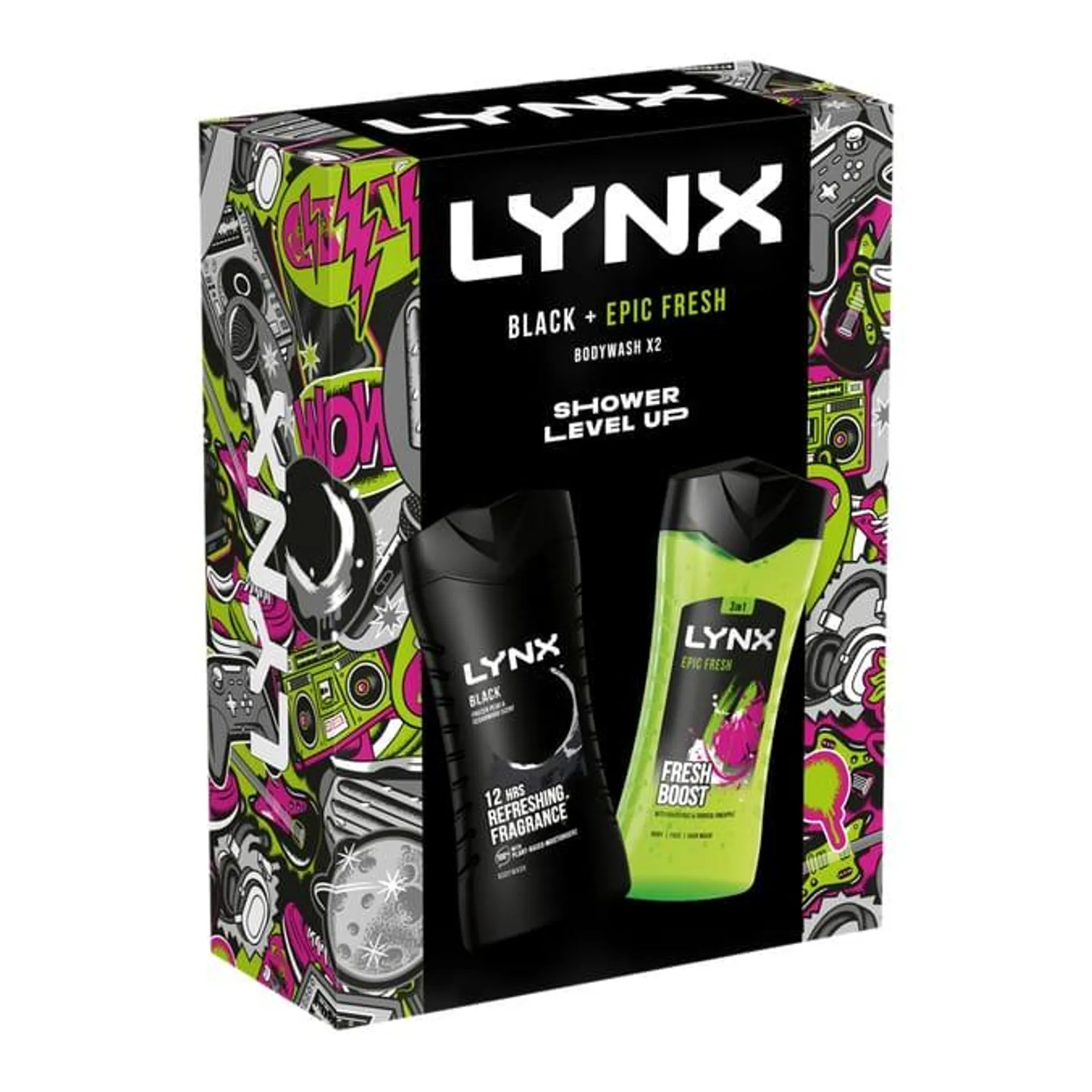 Lynx Body Wash Duo Gift Set - Shower Level Up Black/Epic Fresh