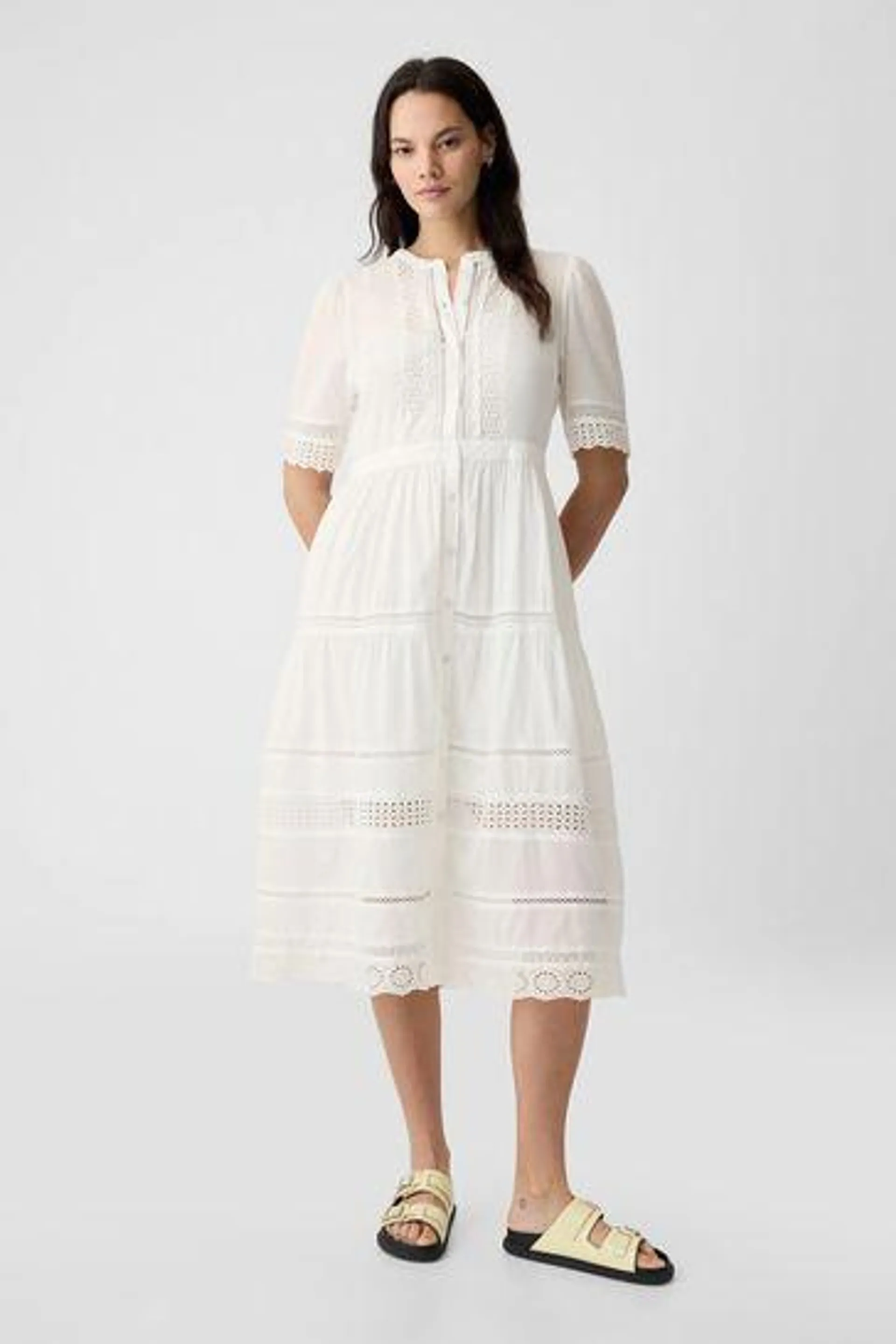 Cotton Lace Midi Dress