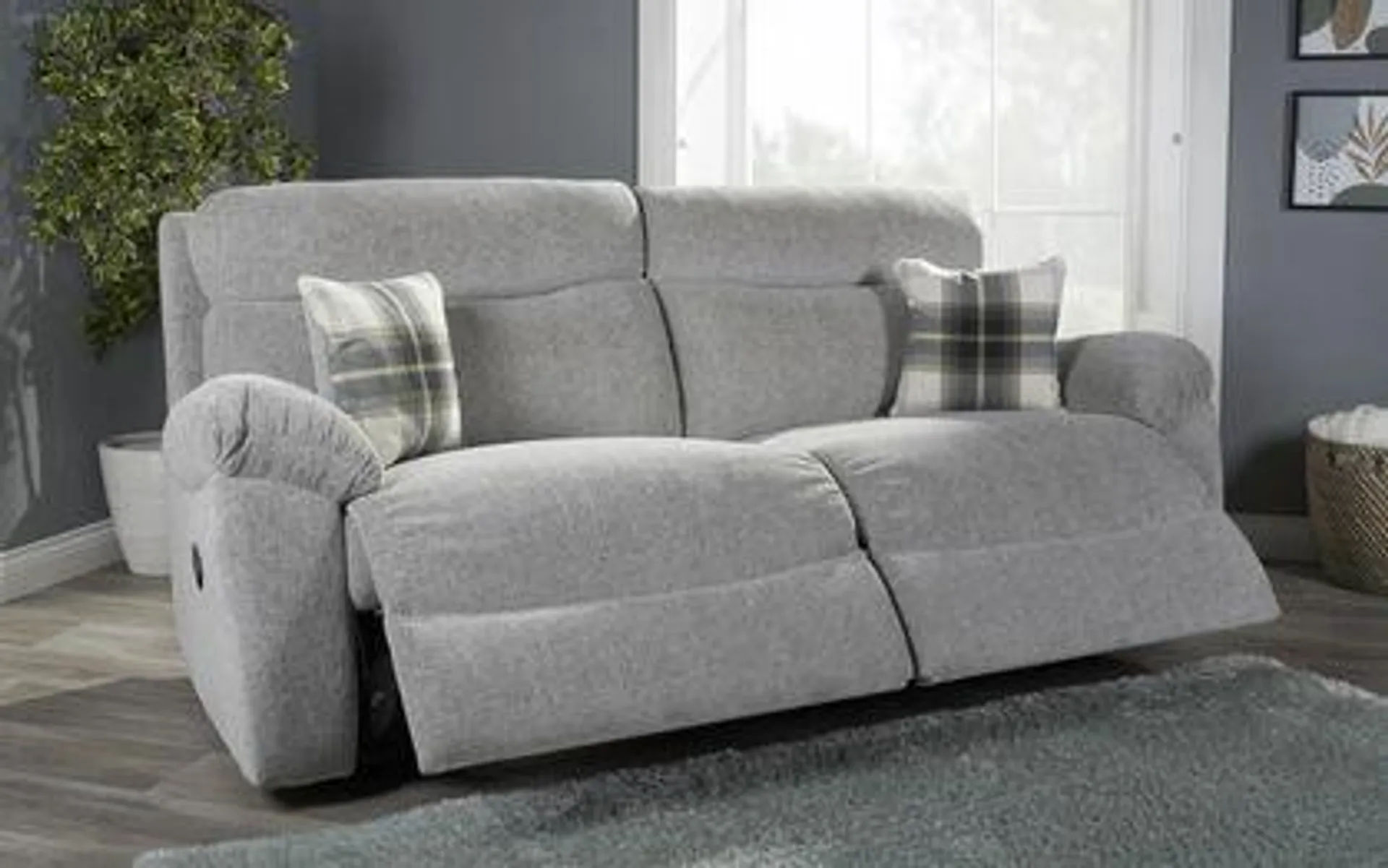 Cloud Fabric 3 Seater Manual Recliner Sofa