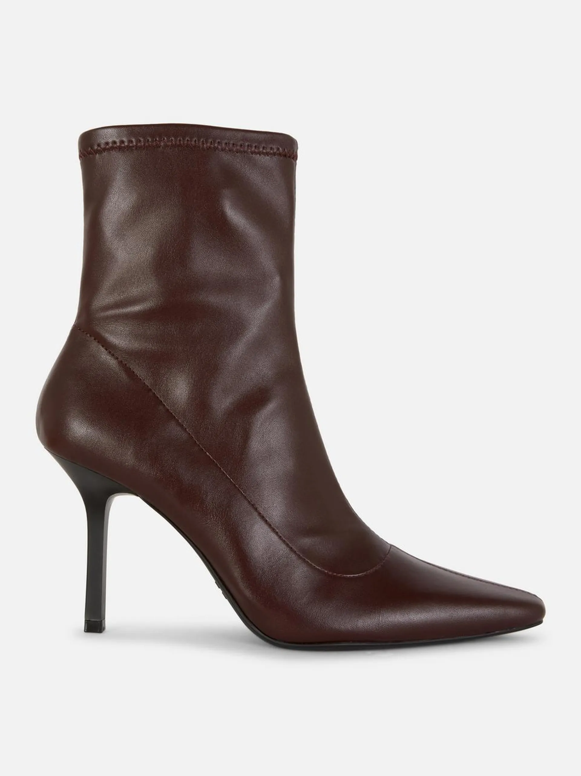 Faux Leather Stiletto Sock Boots