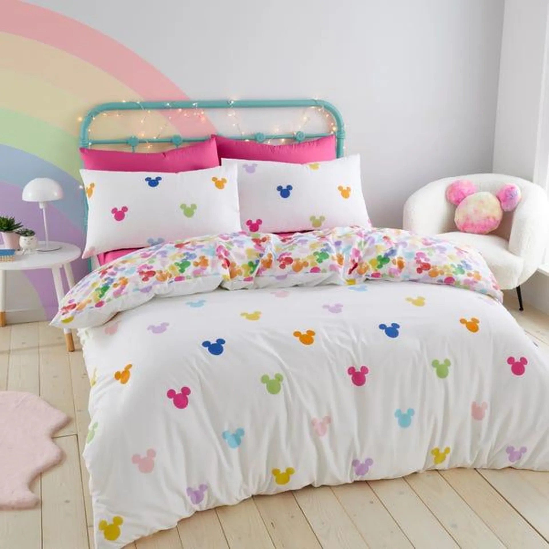 Disney Mickey Mouse Rainbow Duvet Cover & Pillowcase Set