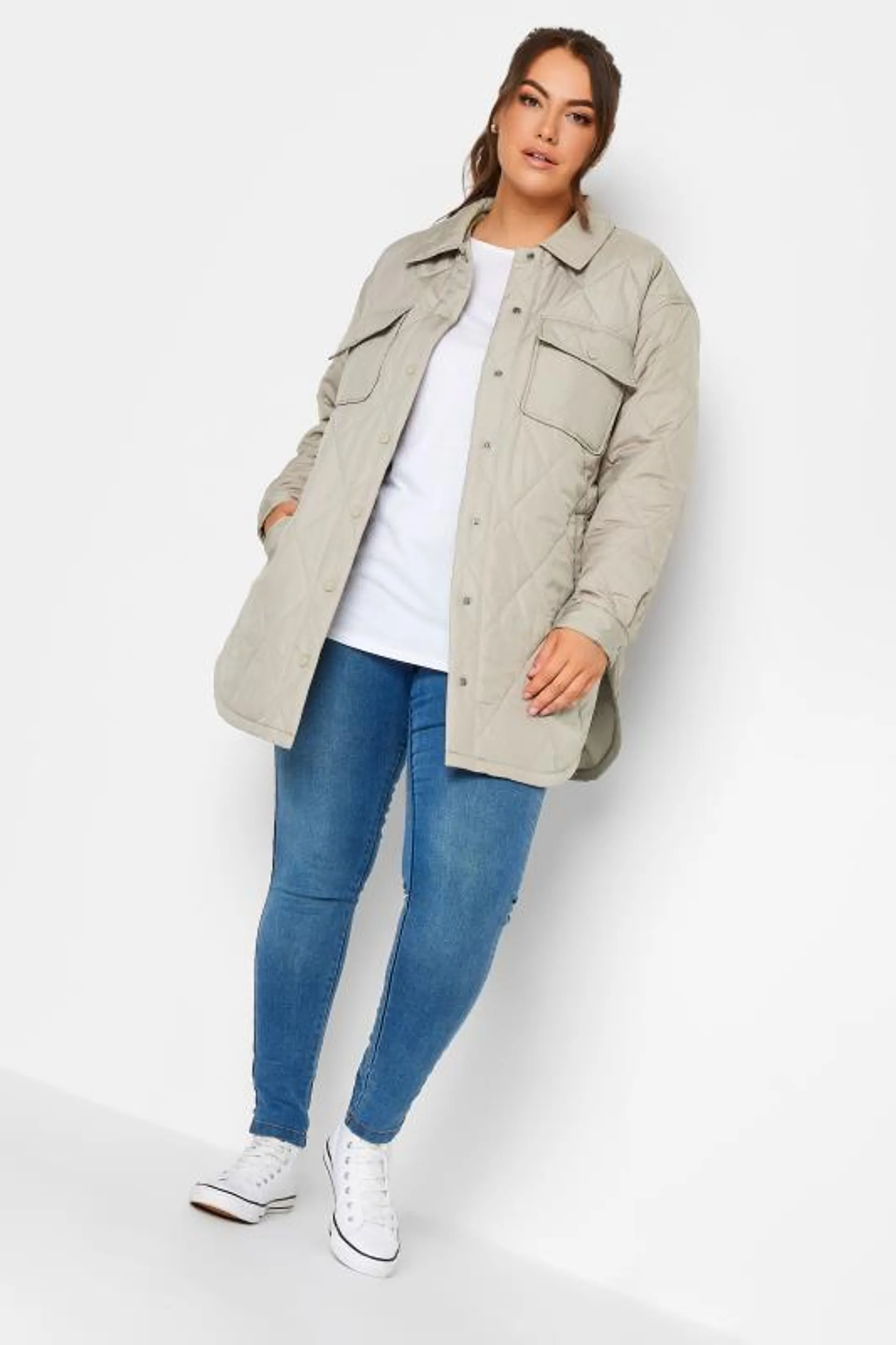 YOURS Curve Grey Quilted Jacket