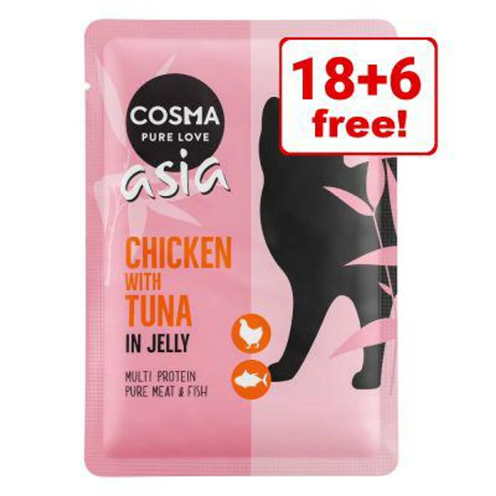 24 x 100g Cosma Pouches in Jelly Wet Cat Food - 18 + 6 Free!*