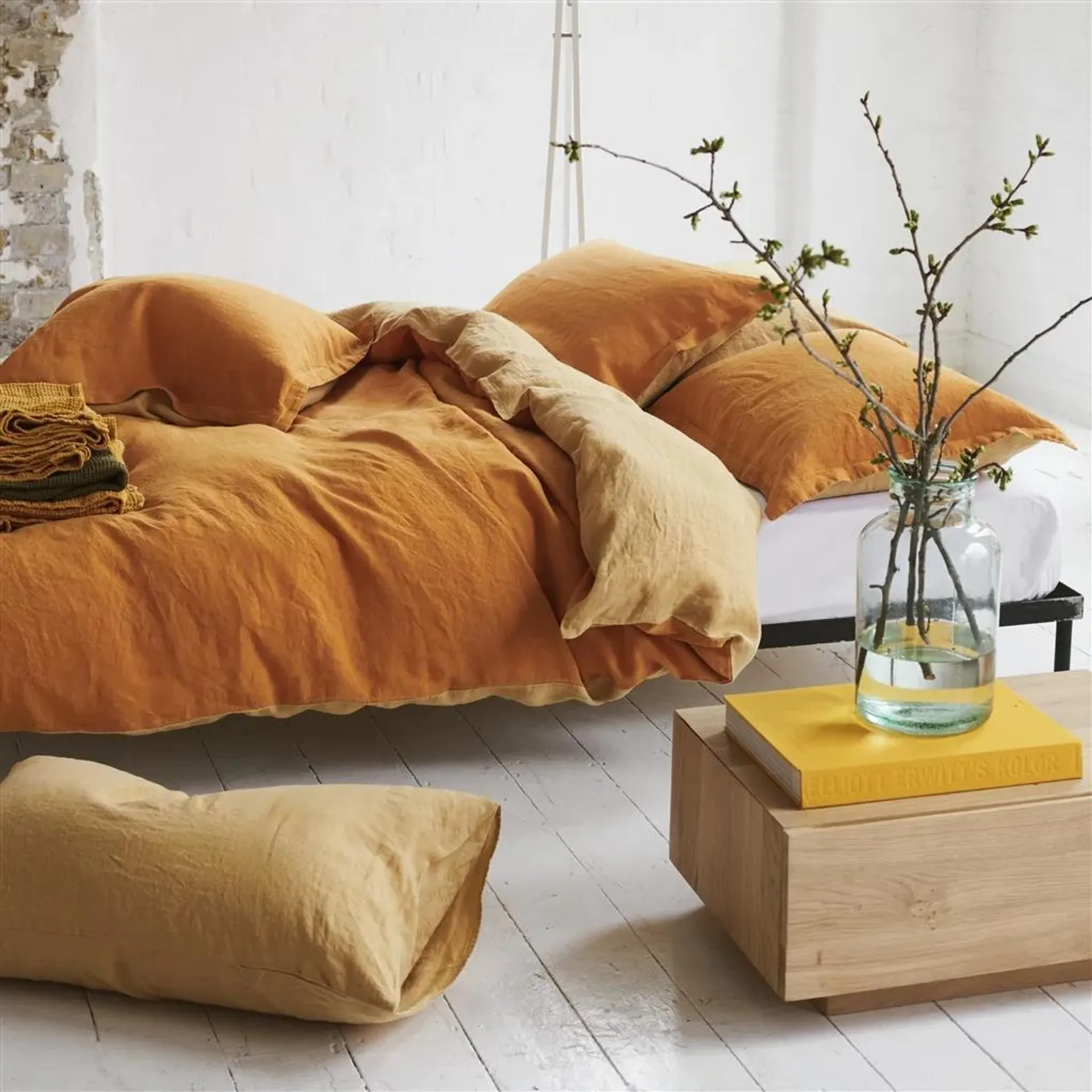 Biella Saffron & Ochre Pure Linen Bed Linen