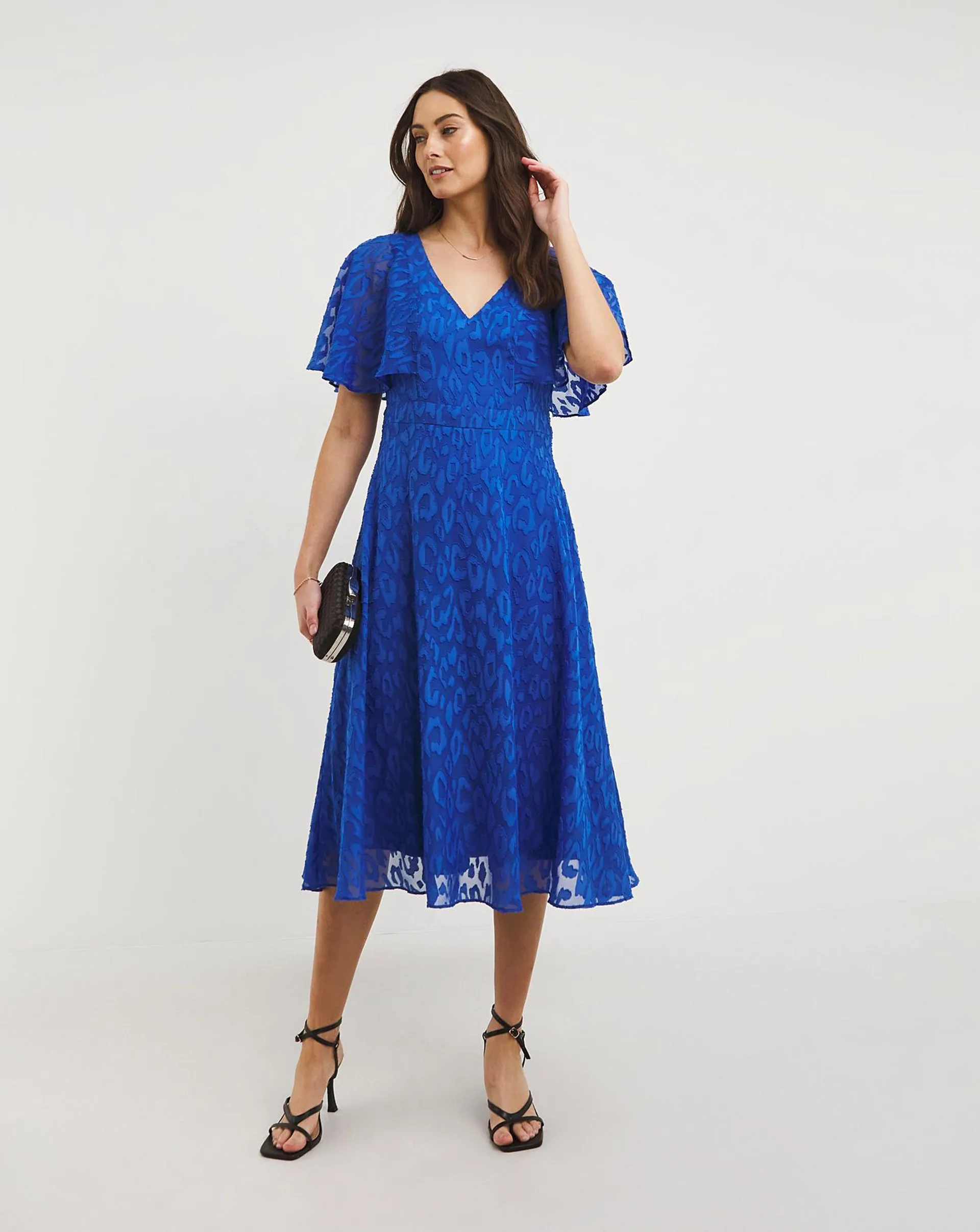 Joanna Hope Cobalt Animal Burnout Midi Dress