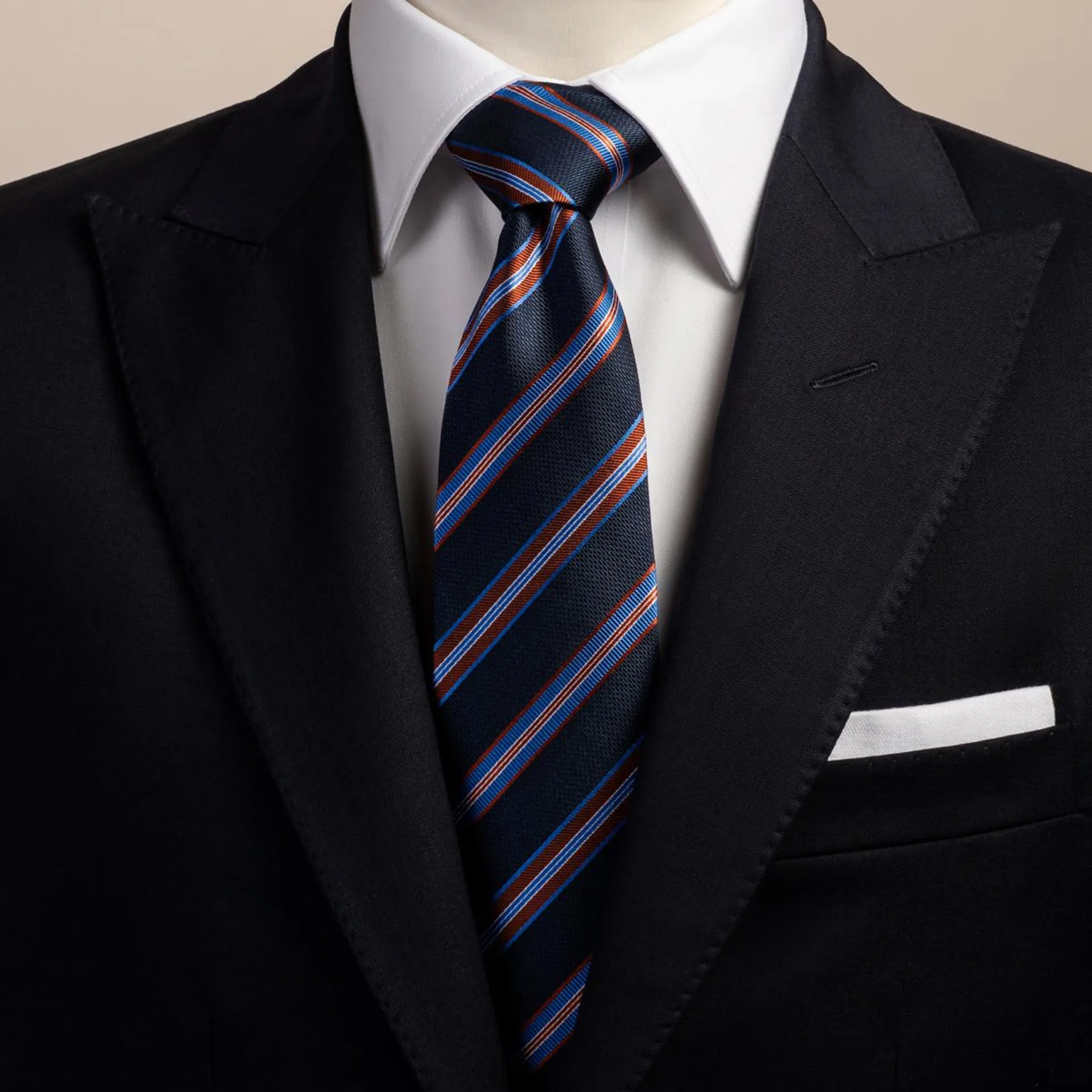Striped navy silk tie
