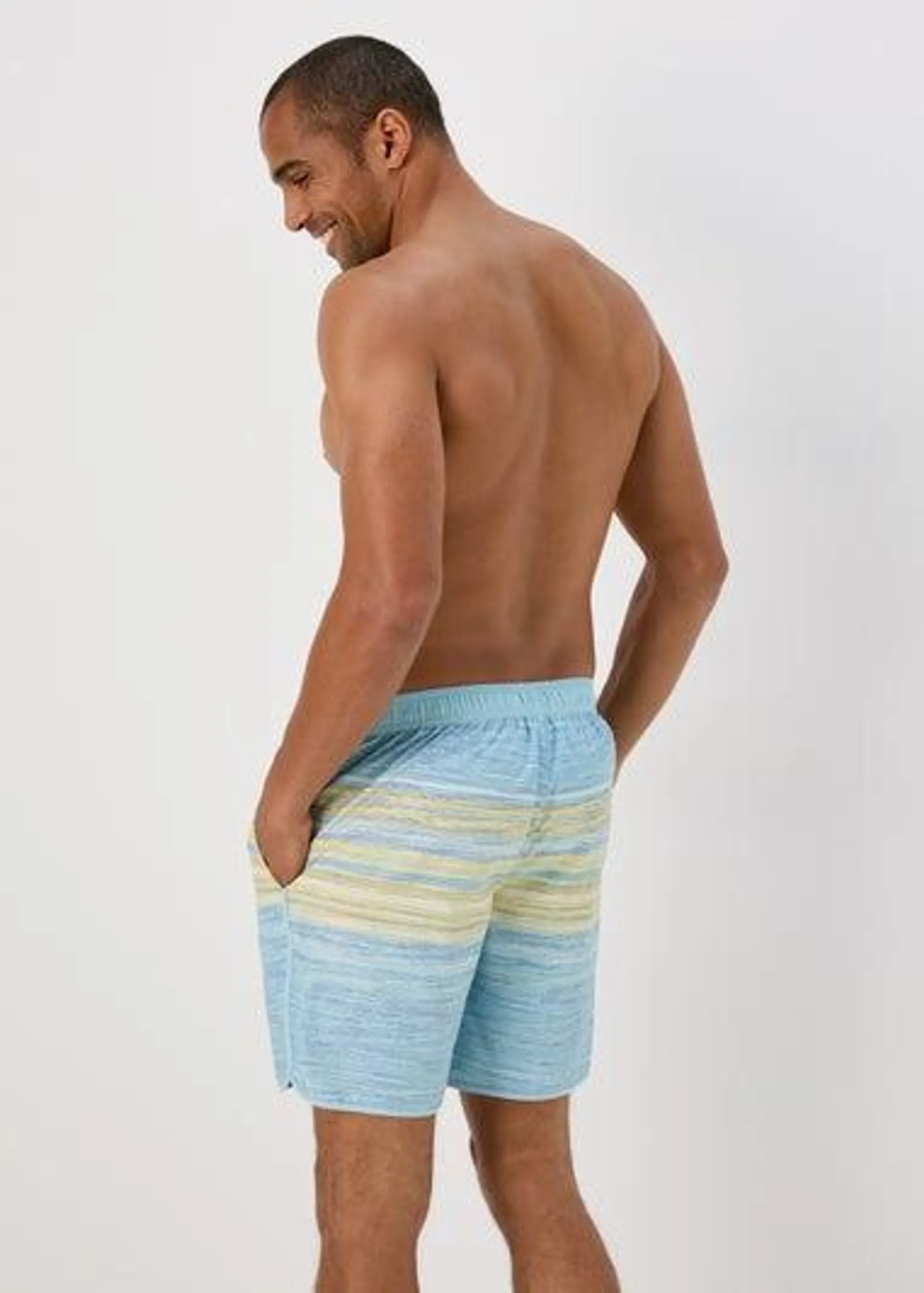 Blue Sketchy Stripe Swim Shorts