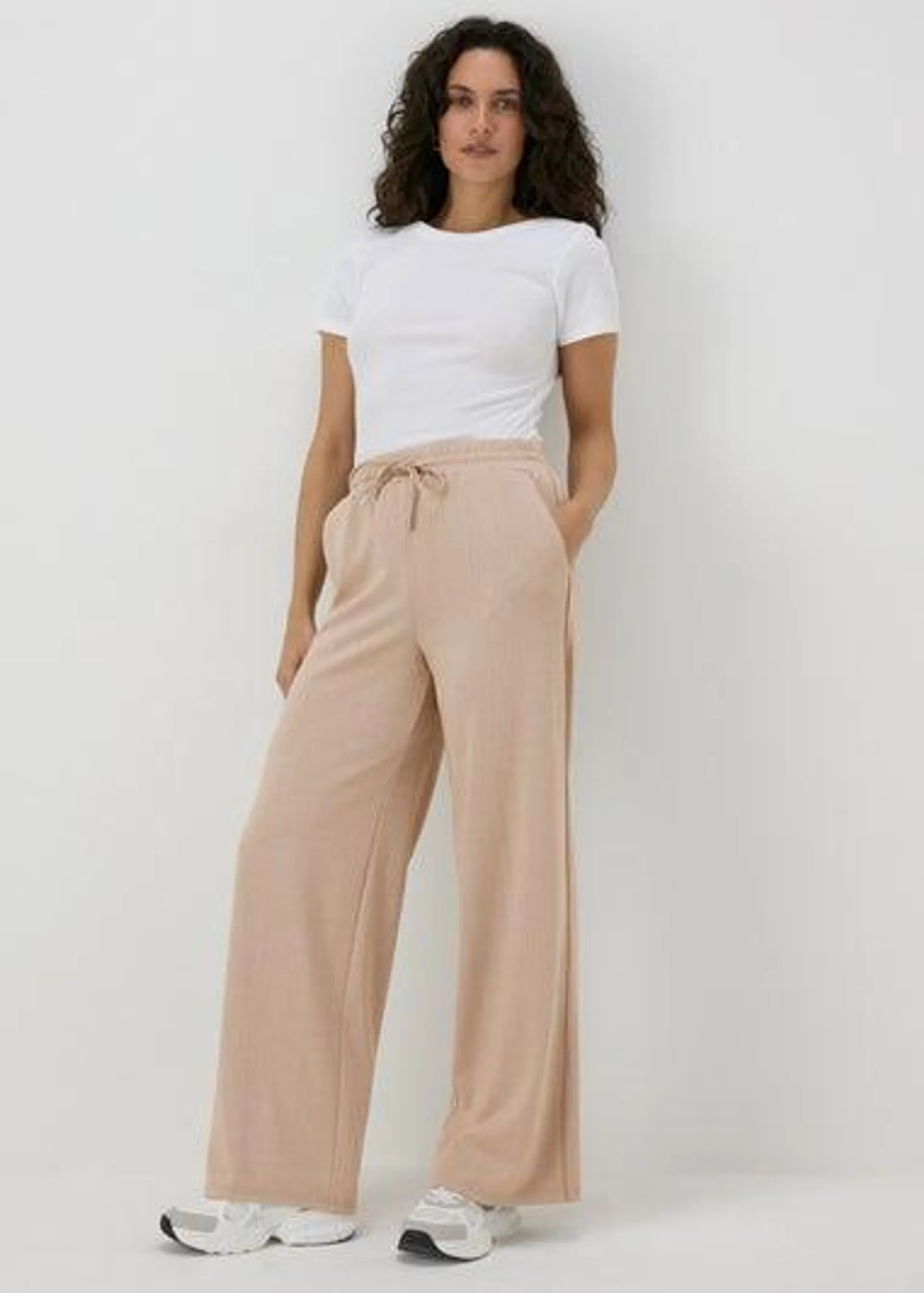 Beige Textured Straight Leg Jogging Bottoms