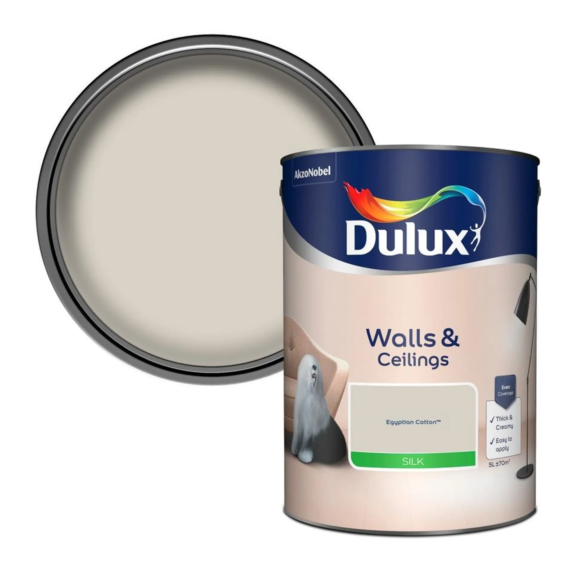 Dulux Silk Emulsion Paint Egyptian Cotton - 5L