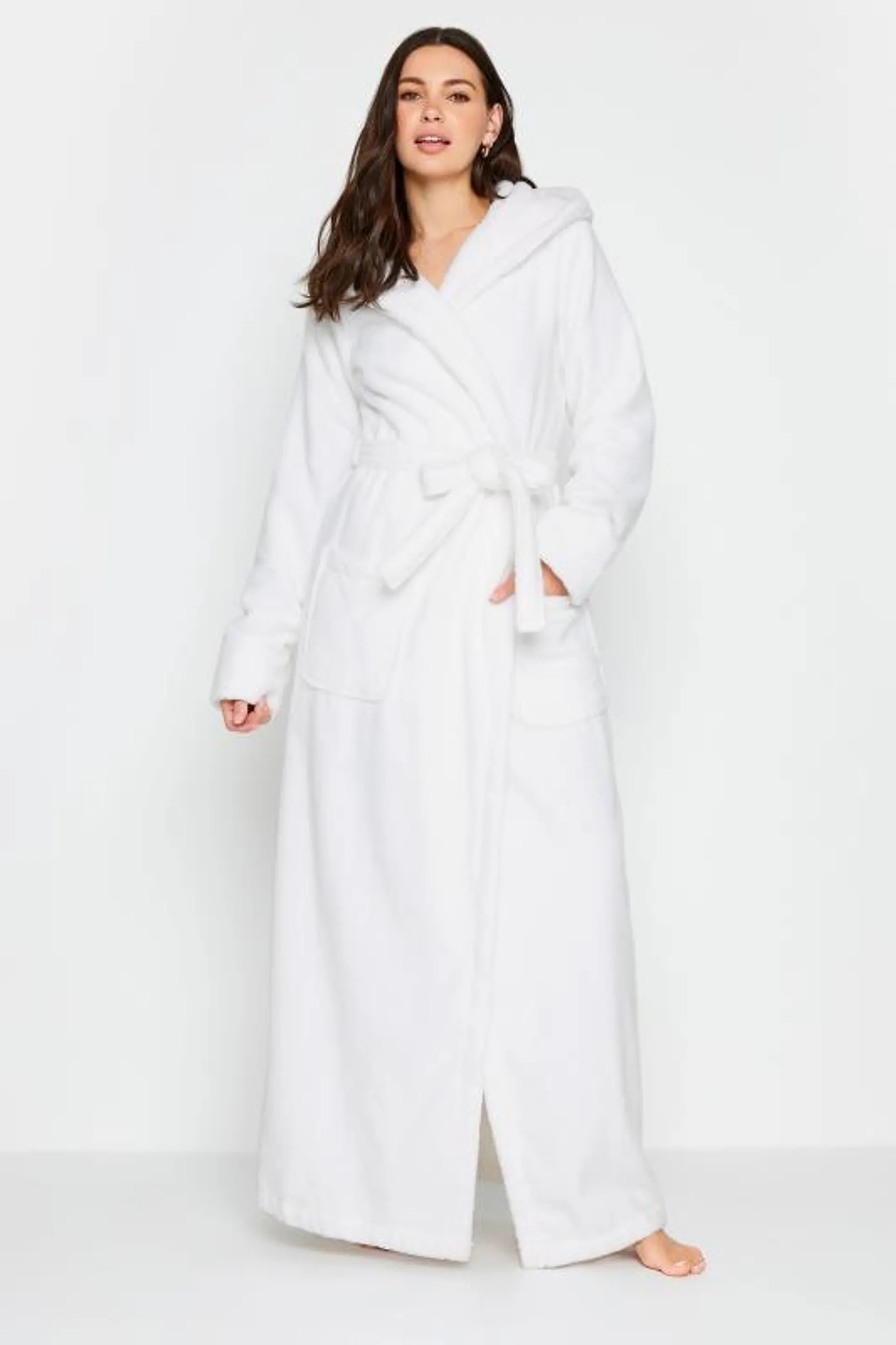 LTS PREMIUM Tall White Cotton Towelling Maxi Robe