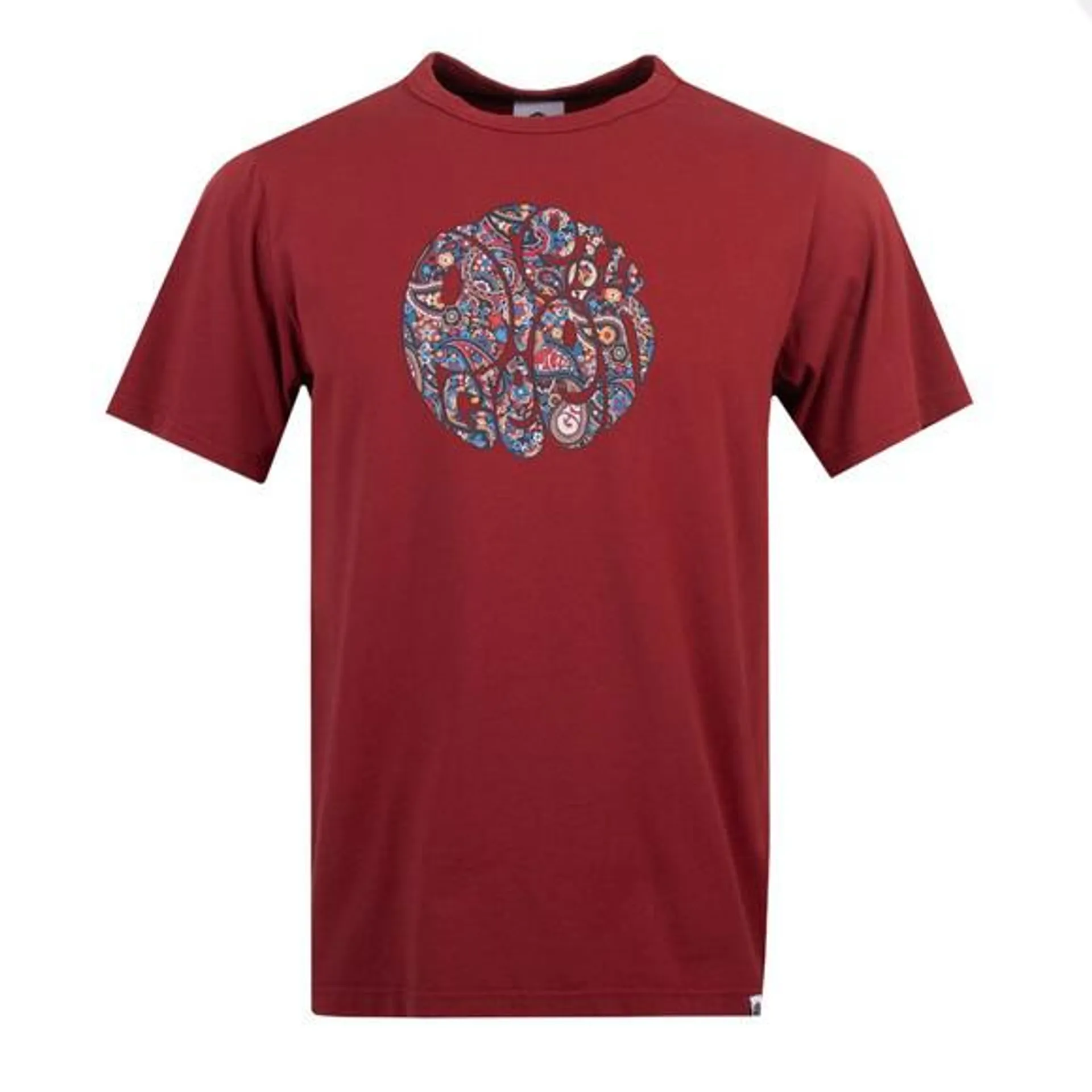 Mens Red Wonderwall Paisley Print Logo T-shirt