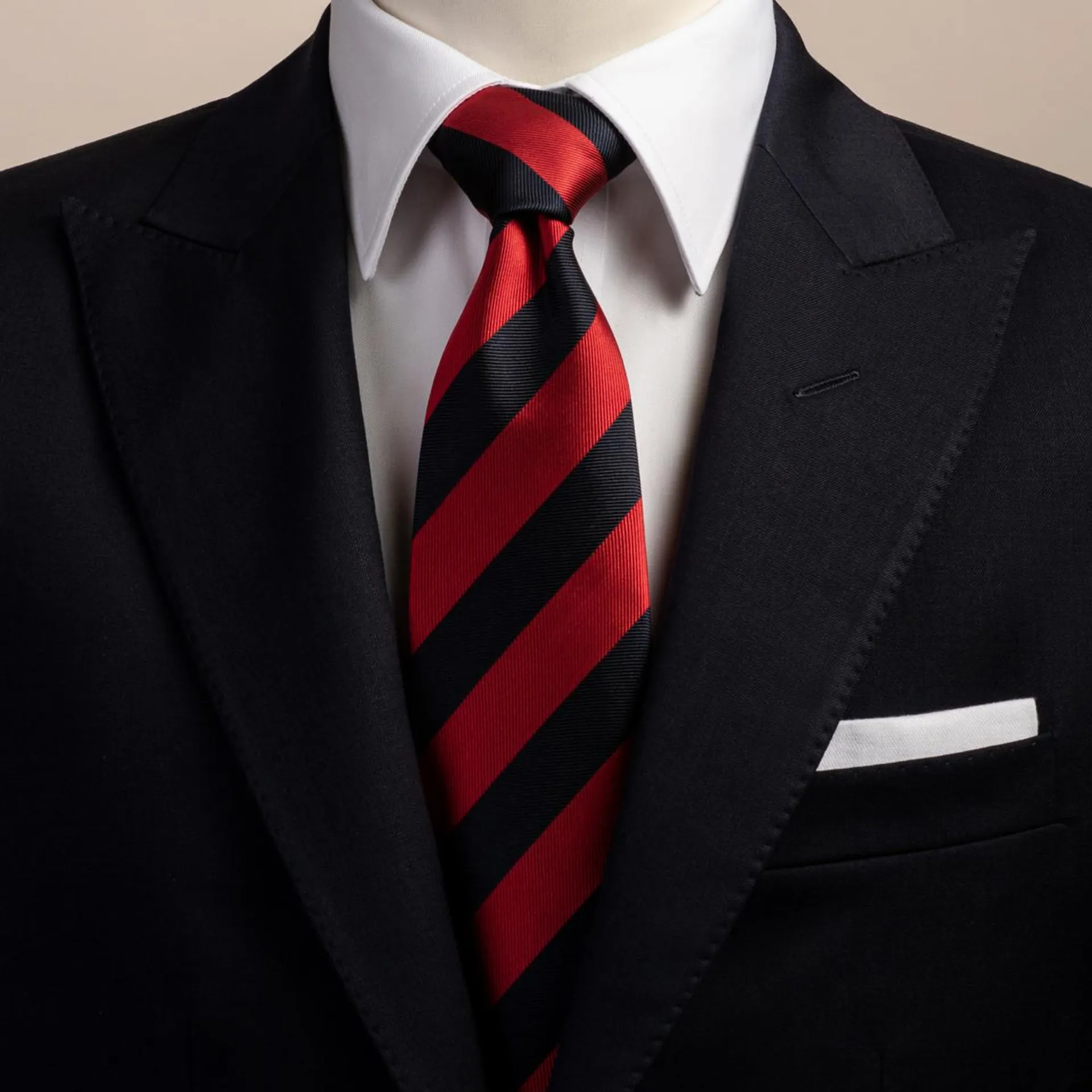 Striped navy and red club tie