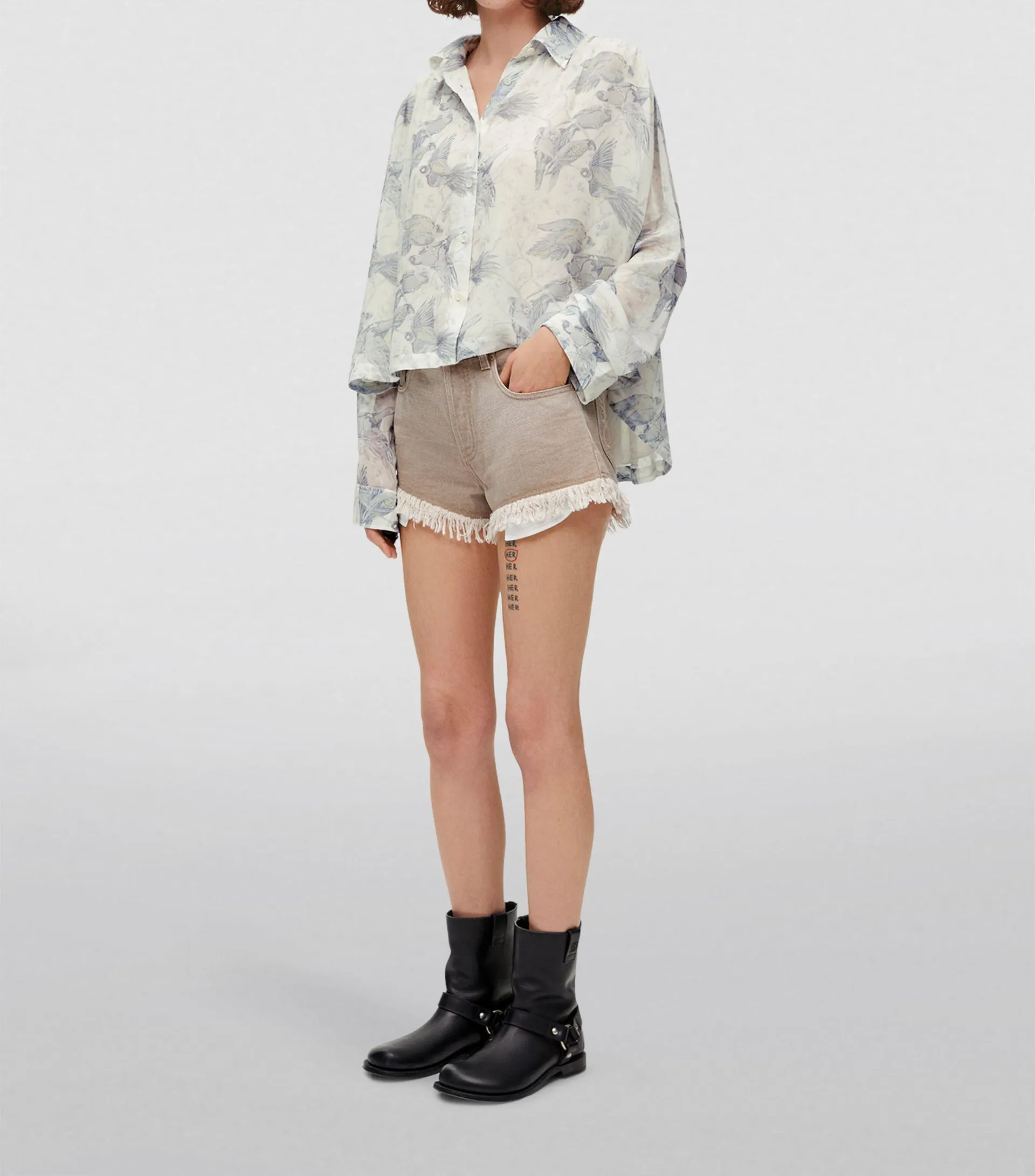 x Paula's Ibiza Bird Print Trapeze Shirt