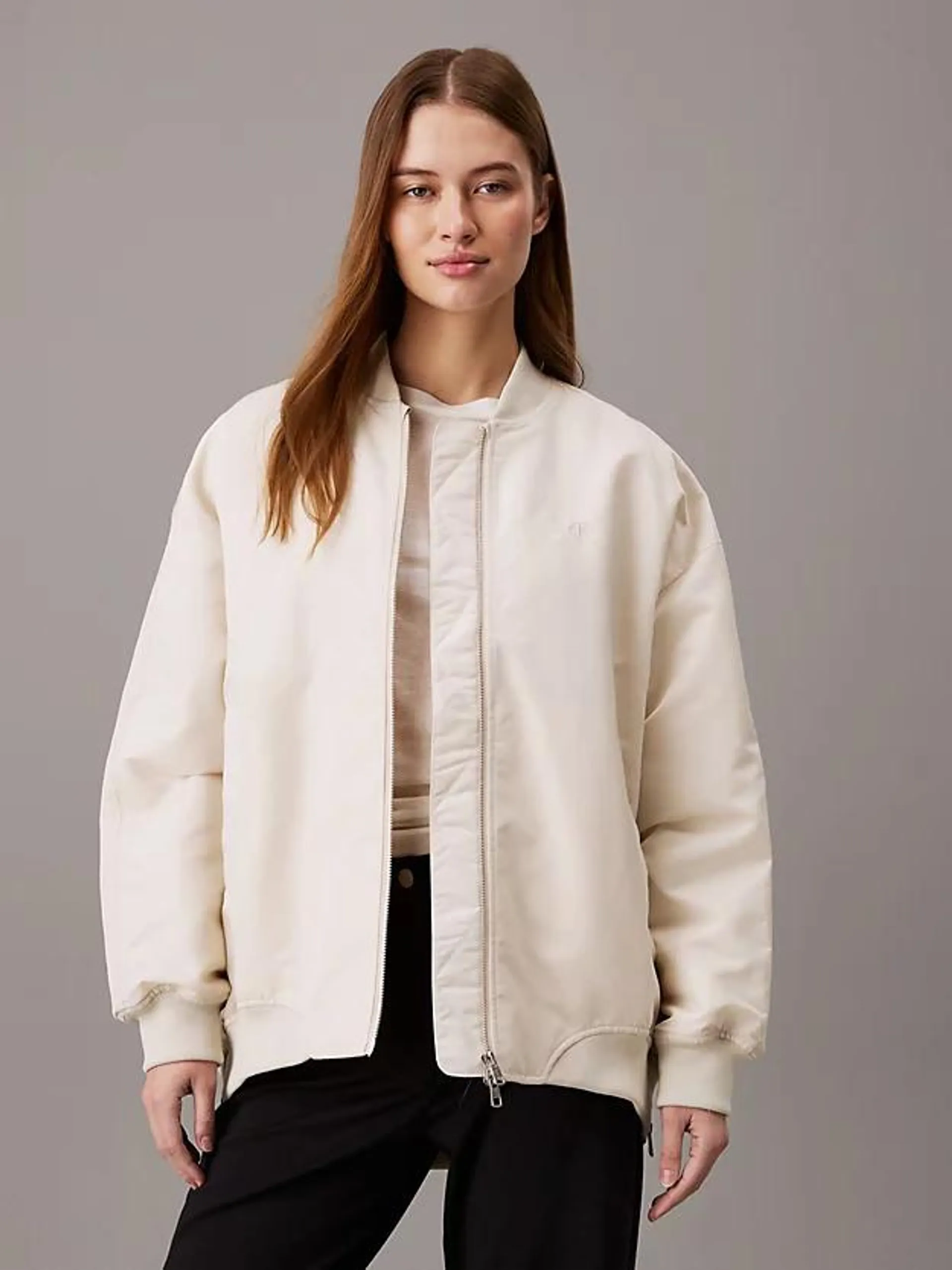 Relaxed Sateen Bomber Jacket