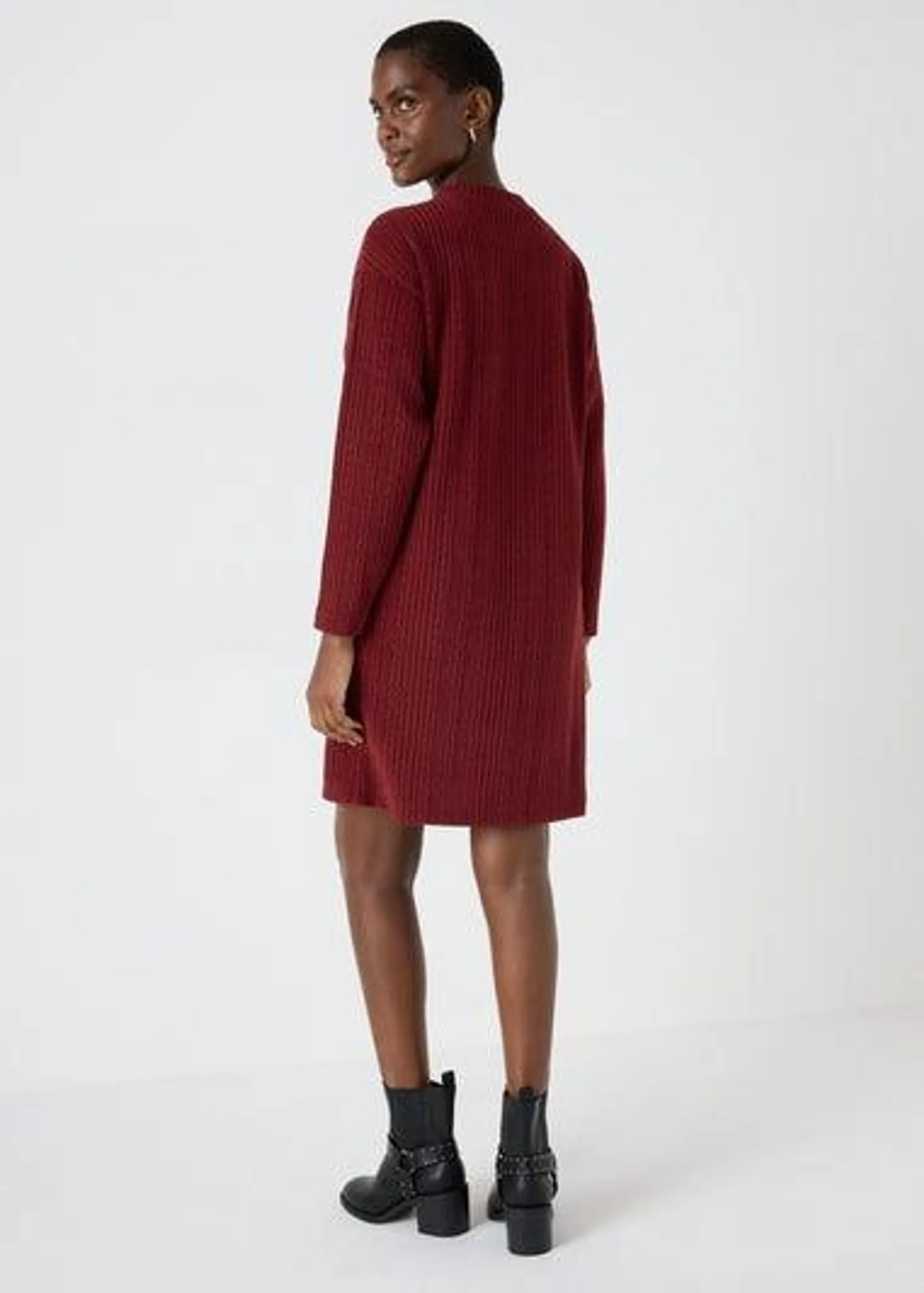 Burgundy Cable Knit Mini Dress