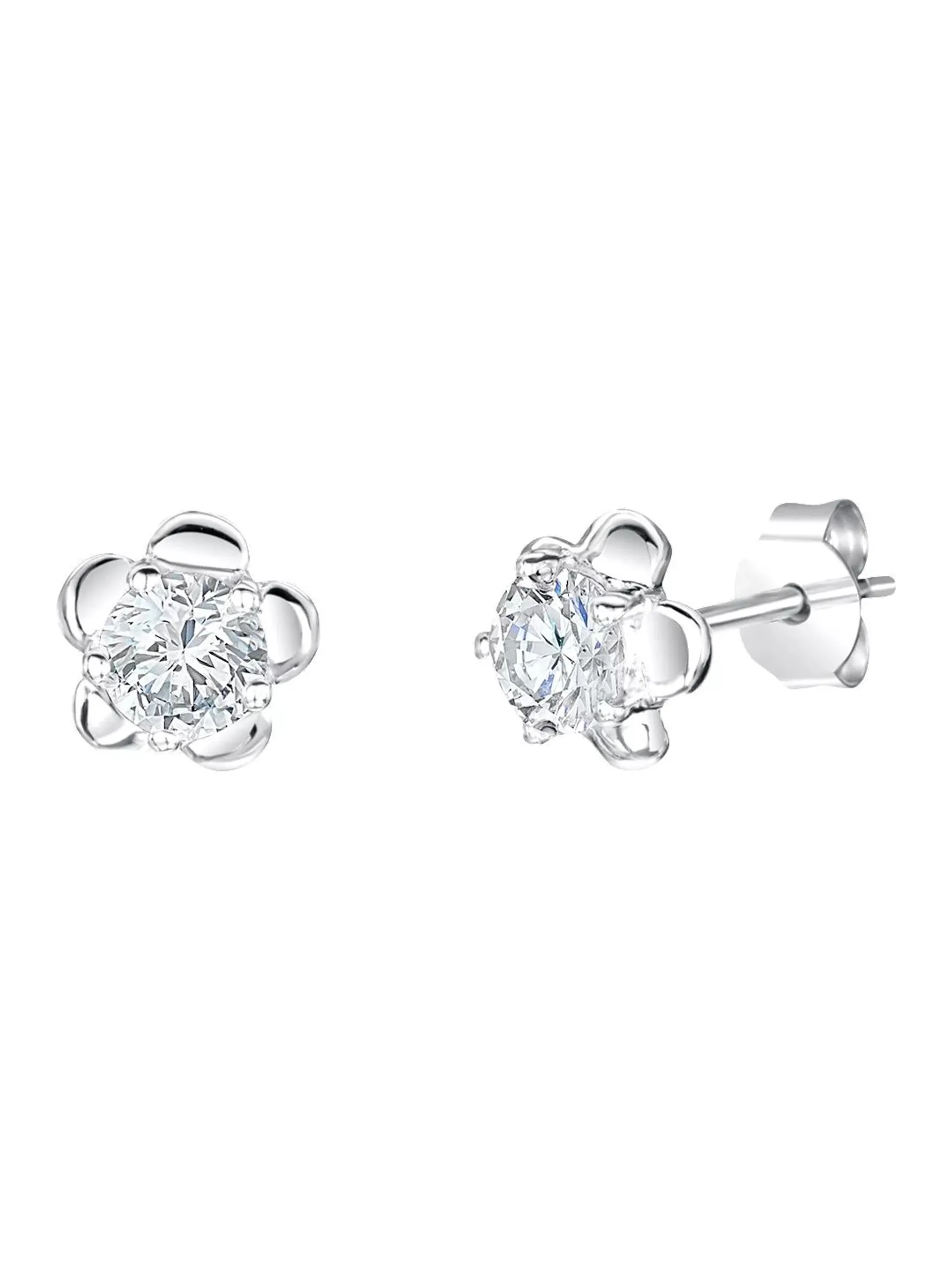 Jools by Jenny Brown Cubic Zirconia Flower Stud Earrings, Silver