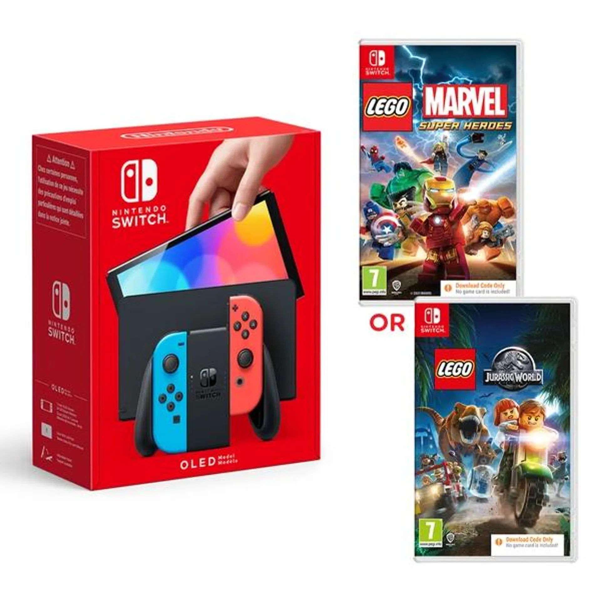 Nintendo Switch OLED Neon Console & Select LEGO Code in Box Game