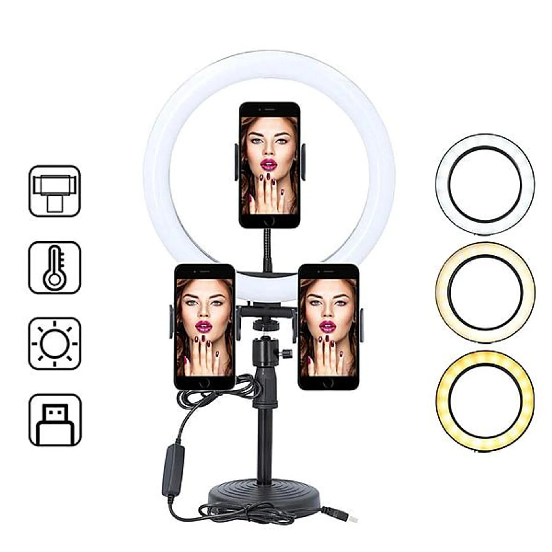 Desktop Dimmable Fill Ringlight with 3 Light Temperatures