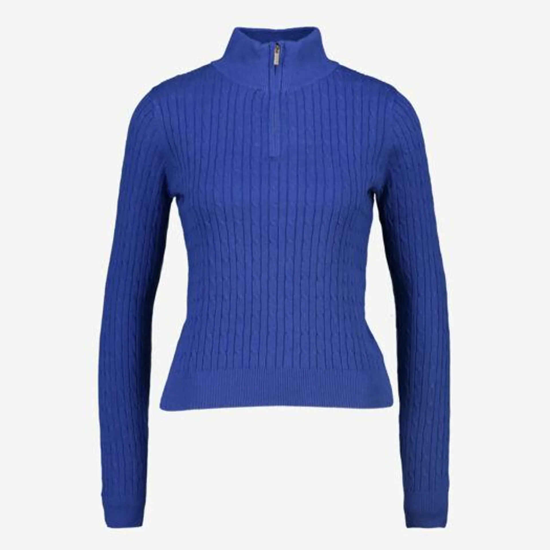 Blue Cable Knit Zip Jumper