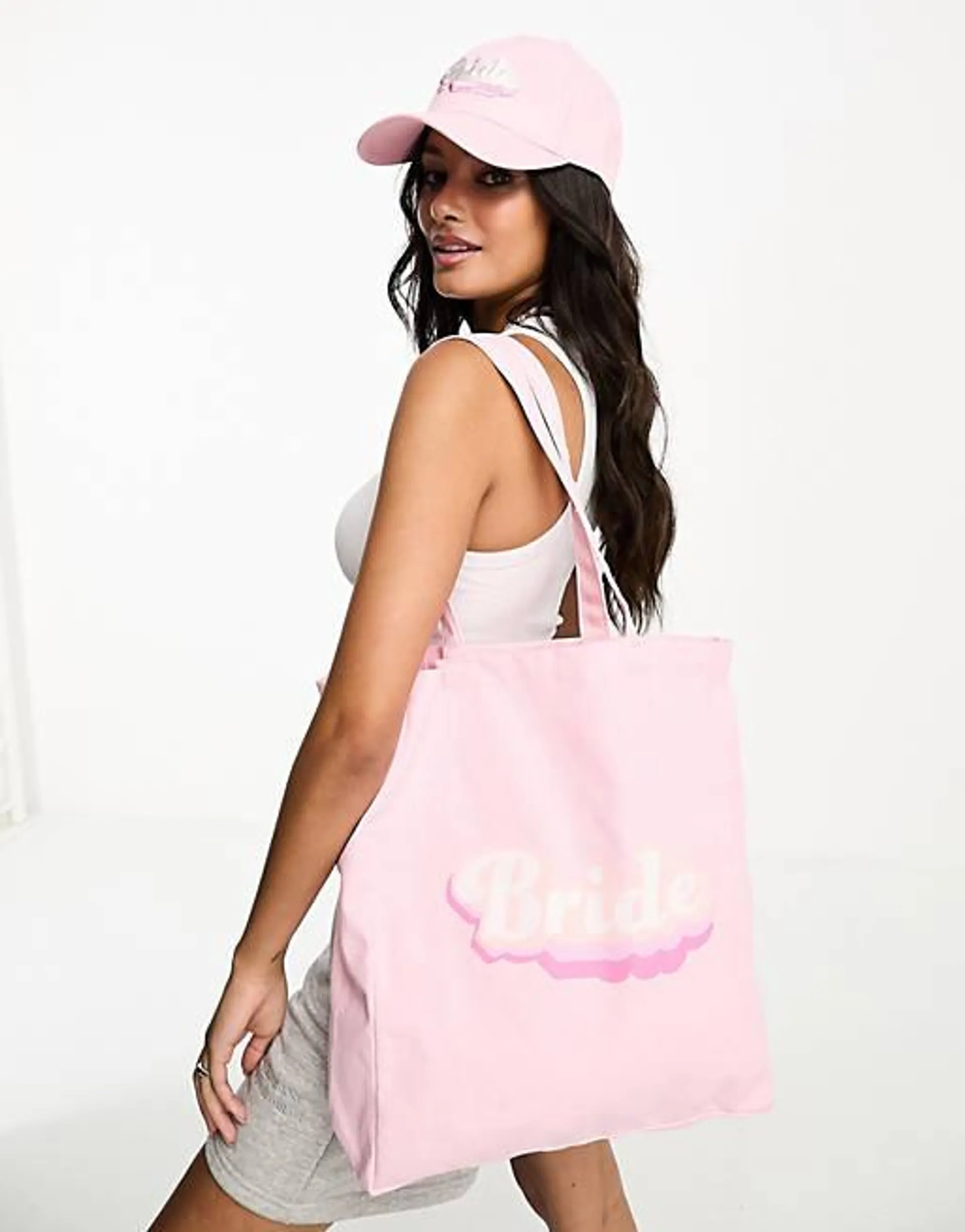 Threadbare hen do tote with 'Bride' motif in pink