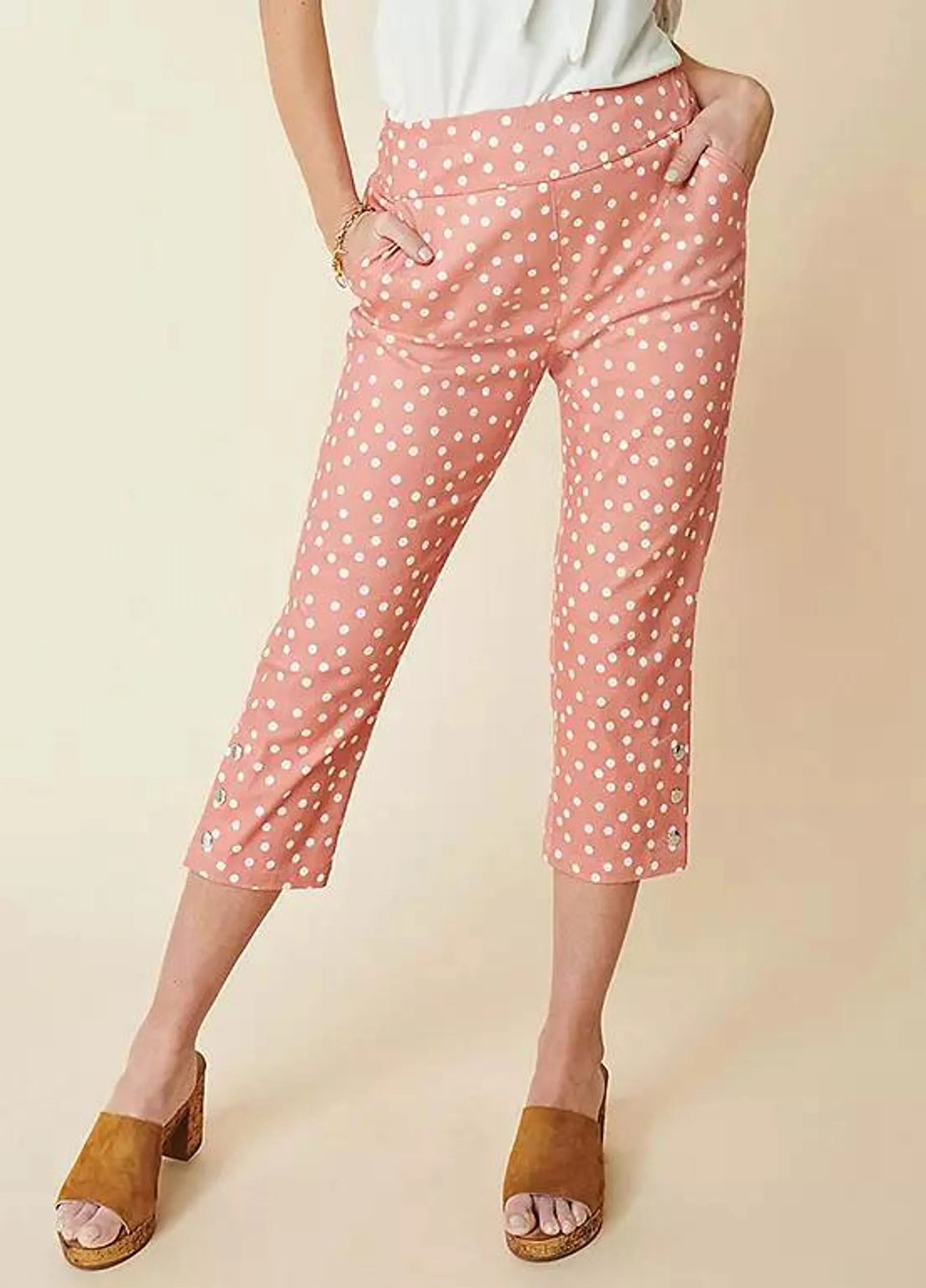 Kaleidoscope Spot Comfort Fit Cropped Trousers