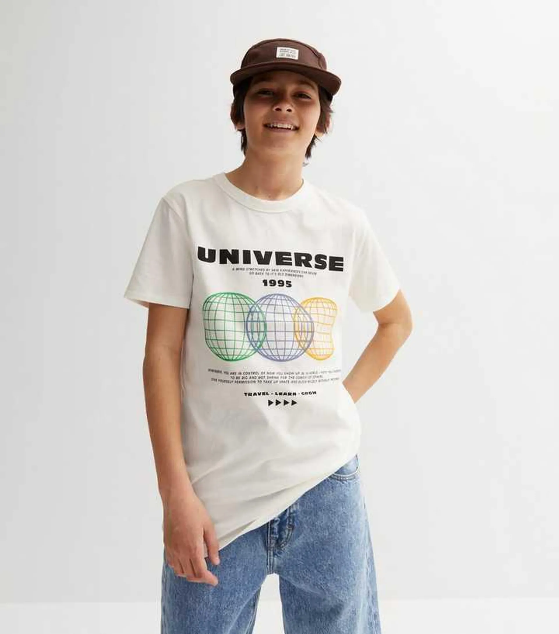 KIDS ONLY White Crew Neck Universe Logo T-Shirt