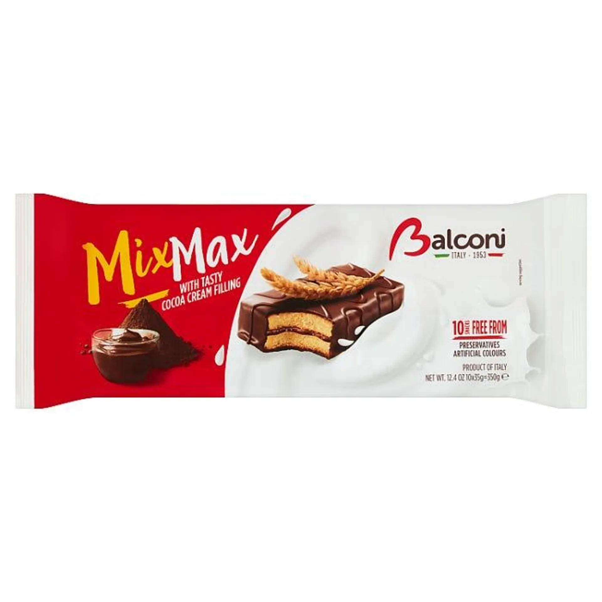 Balconi Mix Max with Tasty Cocoa Cream Filling, 350g (Pack of 10)