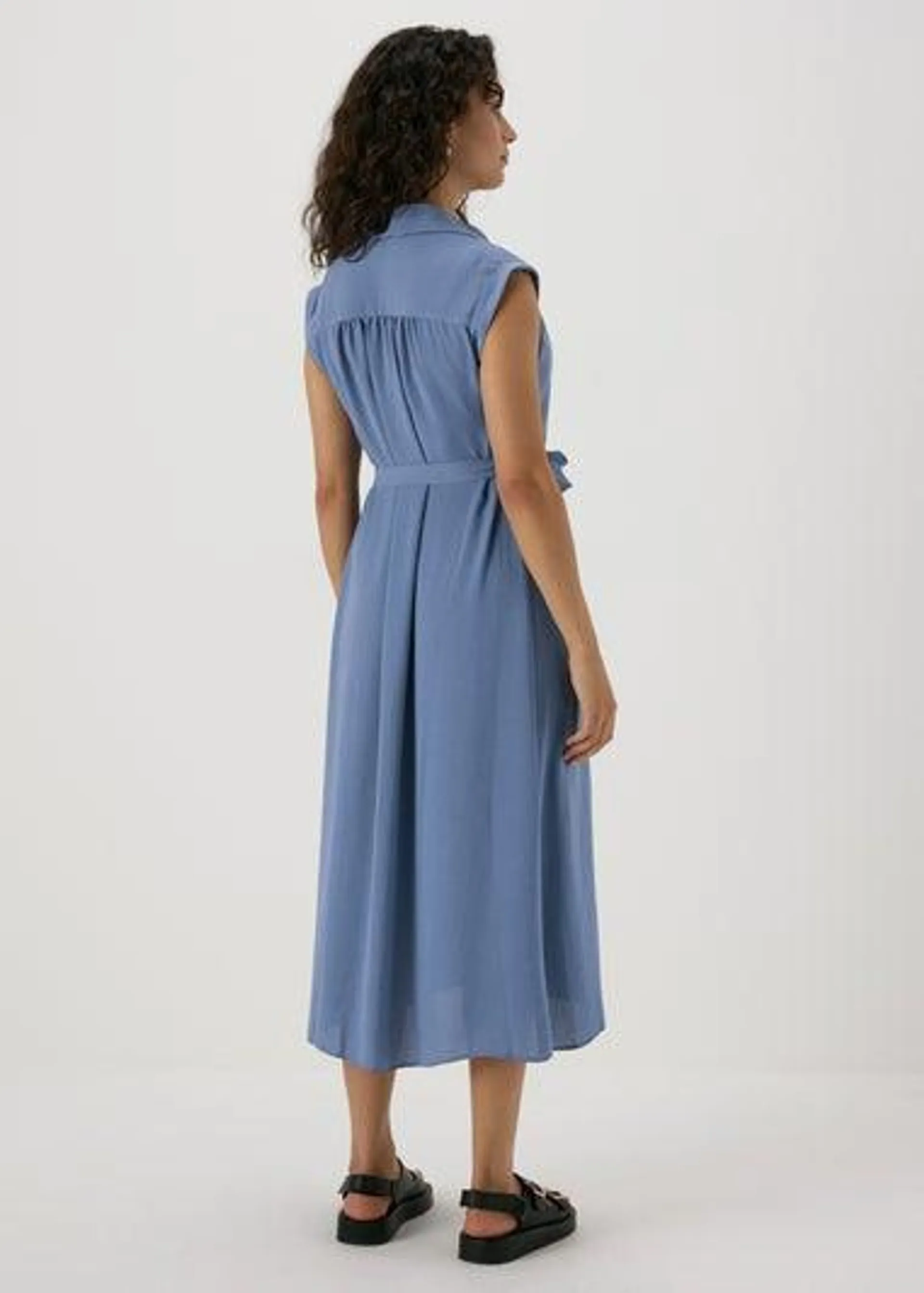 Blue Midi Shirt Dress